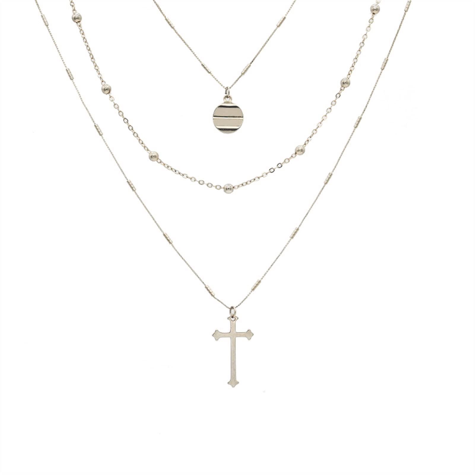 Multi-Layered Cross Pendant Necklace - Elegant Thin Chain Jewelry for Women, 18-24 Inch Adjustable Length | Perfect for Daily Wear, Date Nights & Special Occasions