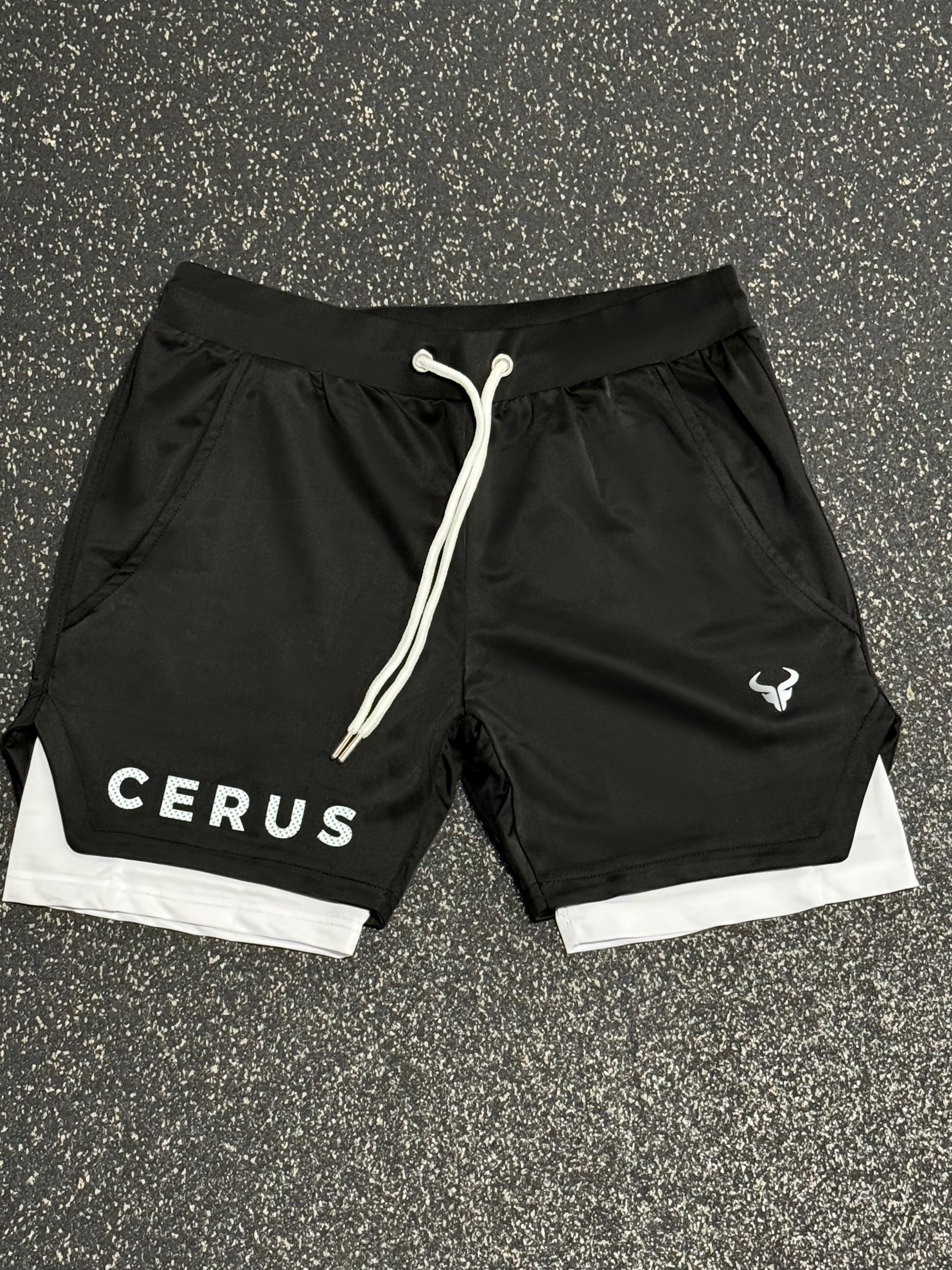 Cerus Black Fusion 2-in-1 Running Shorts with Liner - Men's Athletic Workout Gym Shorts for Jogging, Training & Outdoor Activities