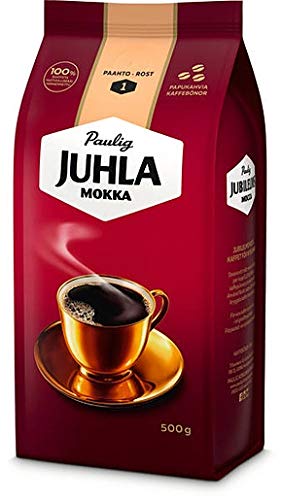 Paulig Juhla Mokka Premium Coffee Beans - 8 Pack (500g Each) - Rich & Aromatic Blend for Home Brewing, Office Use & Gifting
