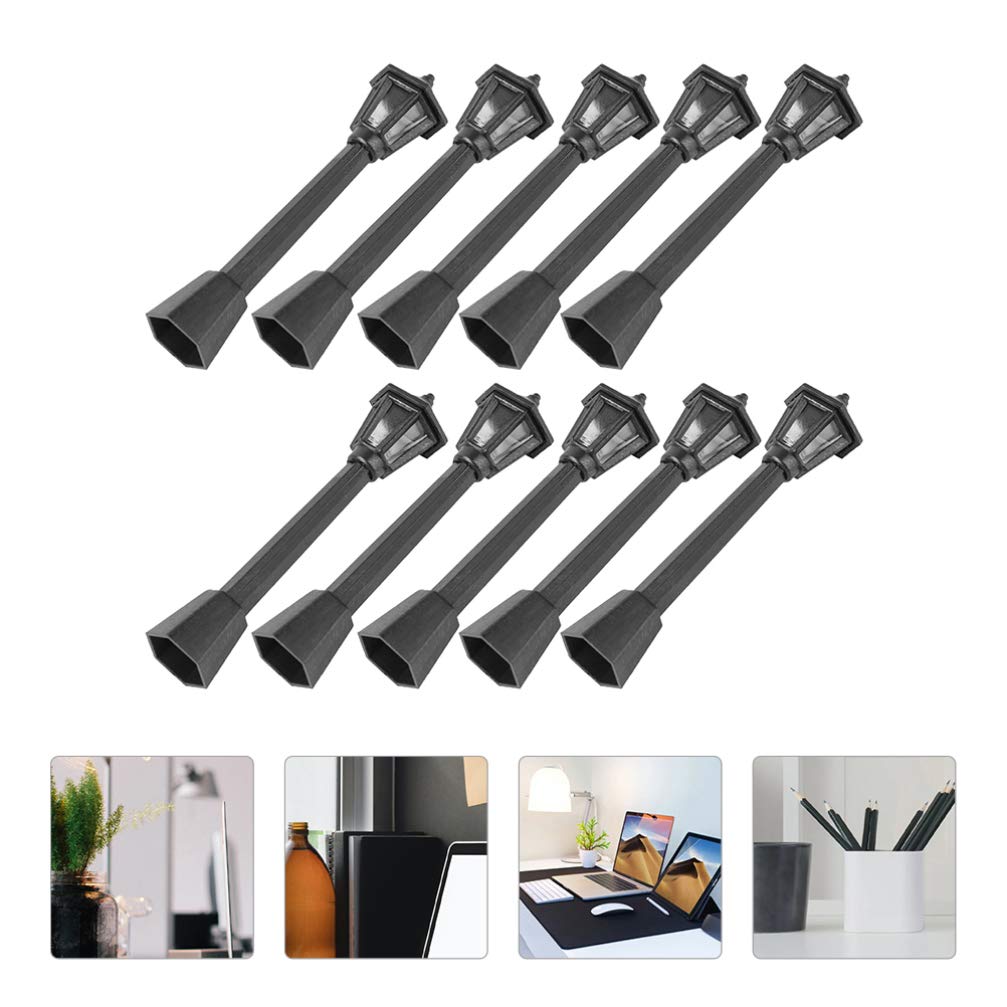 EXCEART 10pcs Mini LED Street Light Decor - Micro Landscape Ornaments for Dining Table, Outdoor Garden, and Home Decor - Resin Figurines with LED Lights for DIY Scenes and Model Displays