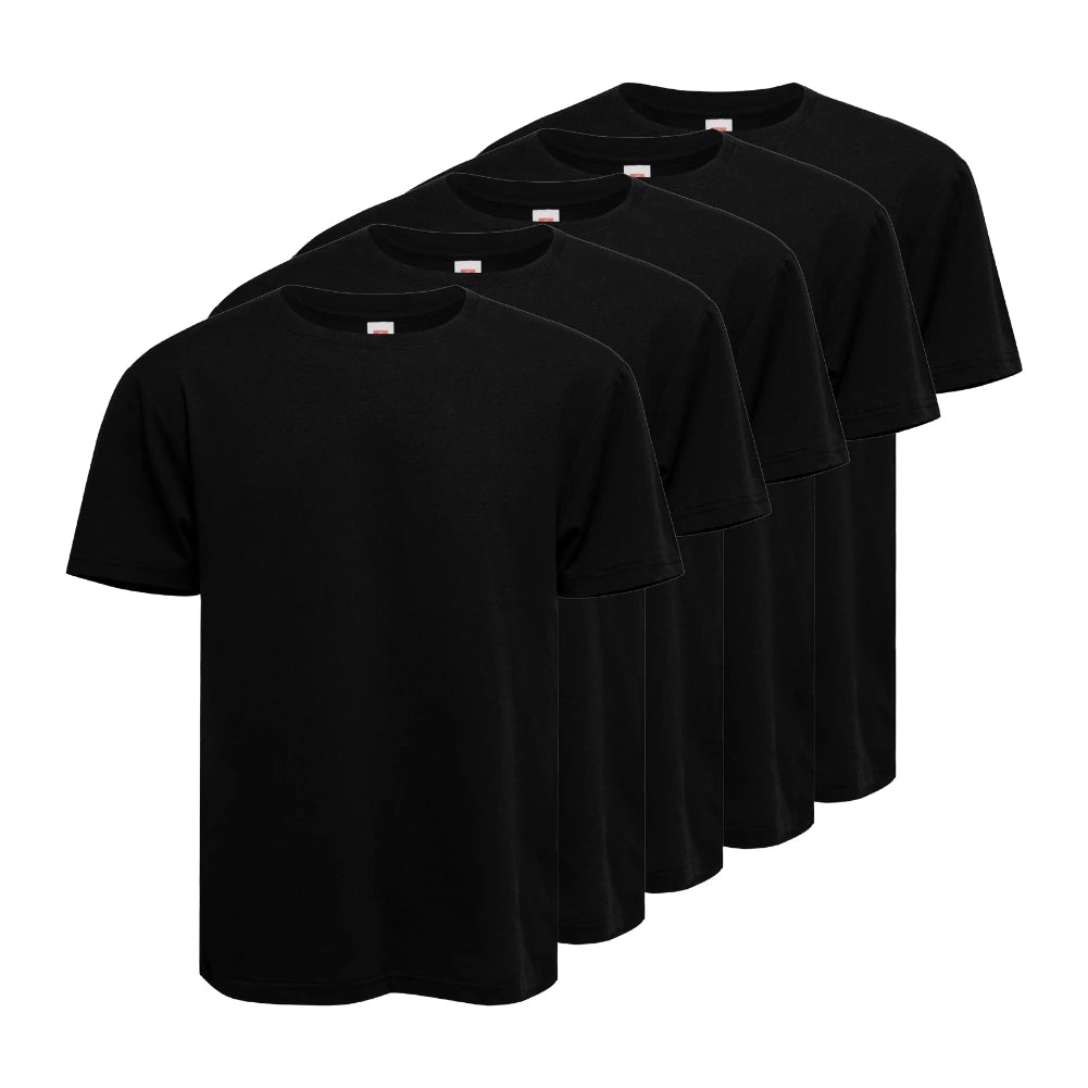 5 Pack Men's 100% Cotton Crew Neck T-Shirts - Soft Breathable Casual Tees for Everyday Wear, Gym & Lounge