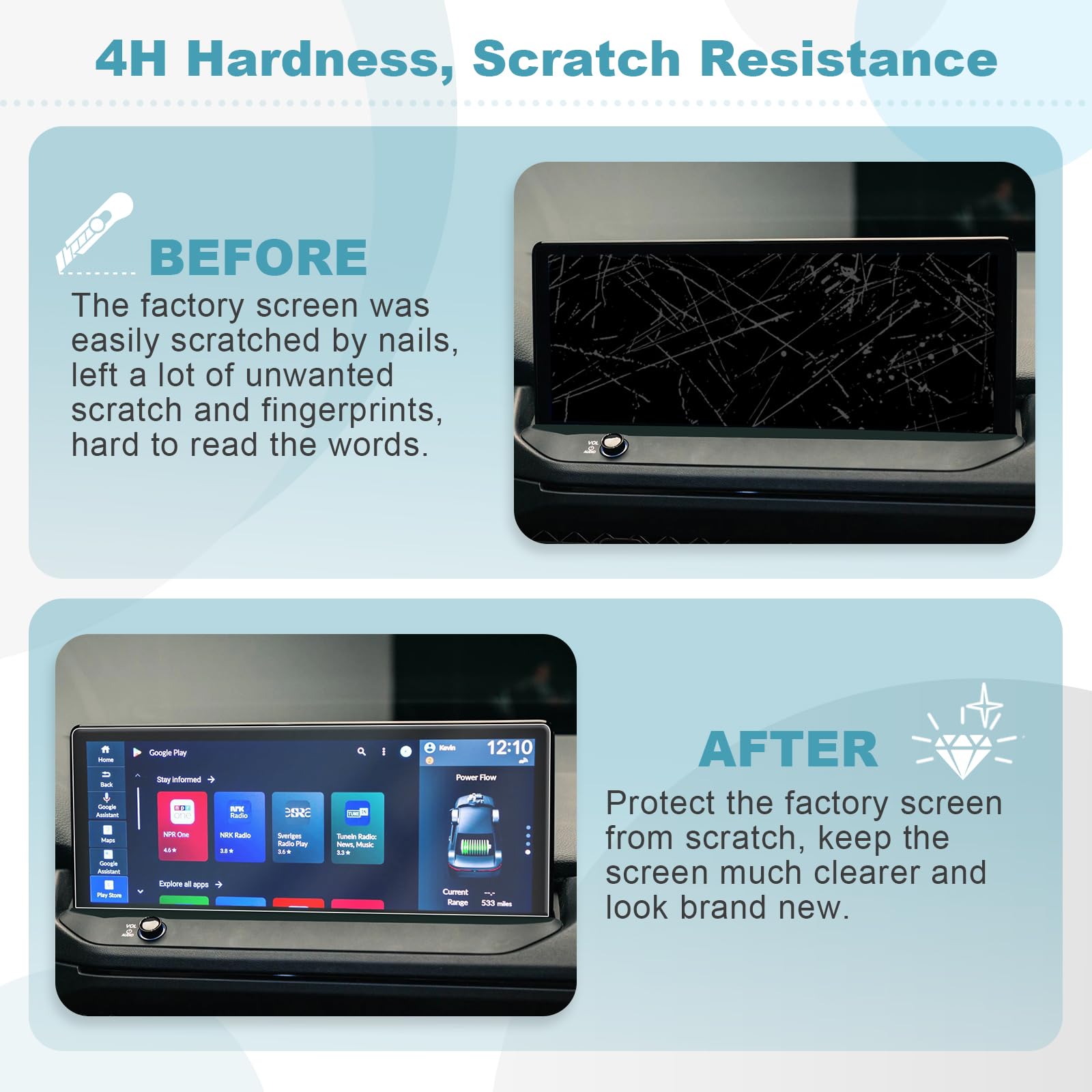 2023-2024 Honda Accord 12.3-Inch Screen Protector (2-Pack) - HD Clear Anti-Scratch Film for 11th Gen Accord Sport/EX-L/Touring Hybrid Touchscreen Display - Perfect for Navigation & Radio Protection While Driving