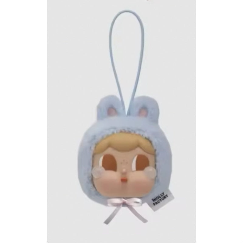 Crybaby Cringe Blob Vinyl Face Plush Pendant Keychain - Kawaii Bunny Blue Plushie for Backpacks, Bags & Phone Charms | Cute Collectible Anime Gift