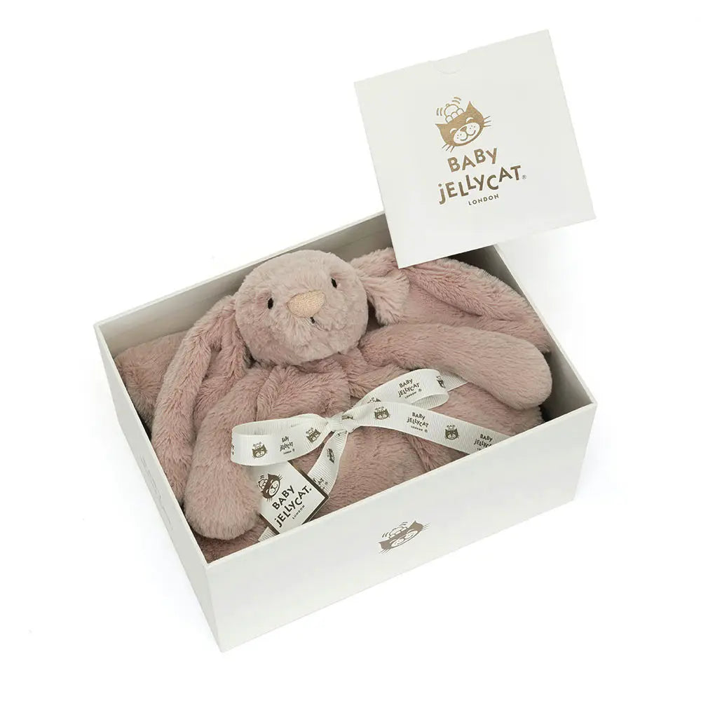 Jellycat Bashful Luxe Bunny Rosa Blankie - Ultra Soft Plush Baby Blanket for Newborns & Toddlers | Perfect for Nursery, Stroller, and Cuddling | Adorable Pink Bunny Security Blanket
