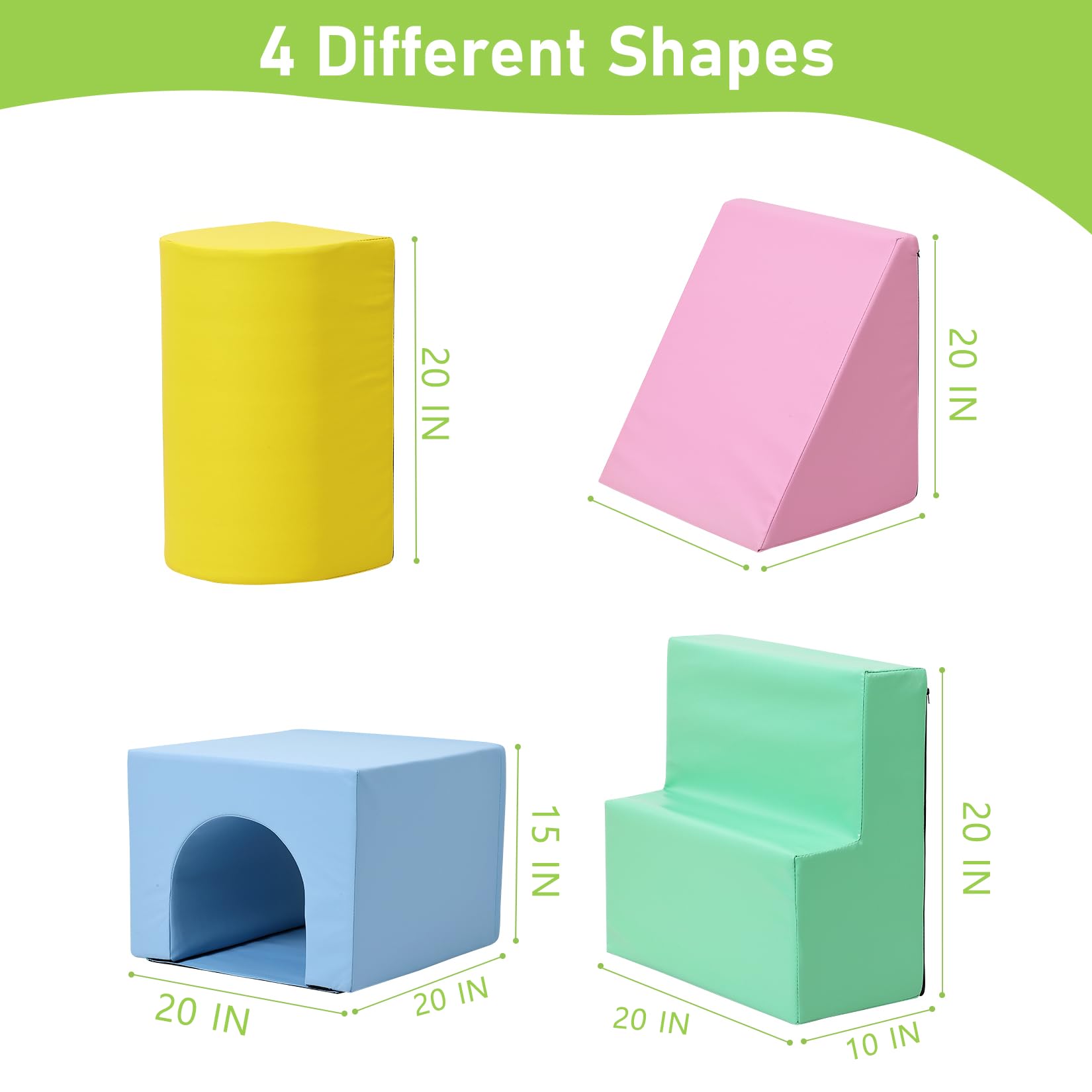**Non-Toxic Foam Climbing Blocks for Toddlers 1-3 Years - Waterproof Baby Climbing Toys, Indoor Jungle Gym Set (4PCS) - Lightweight, Easy to Clean & Safe for Playrooms, Daycares & Home Use**