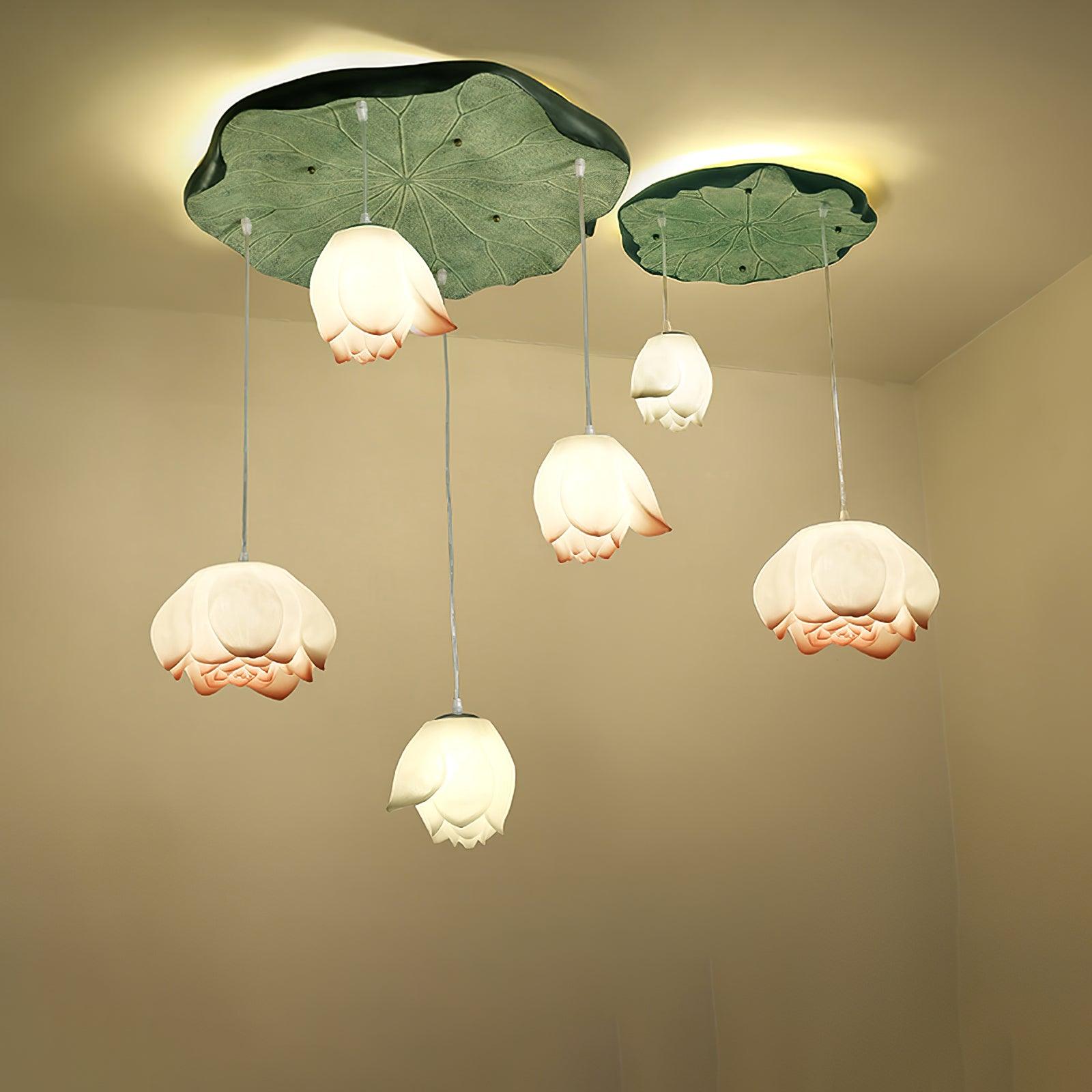 Elegant Lotus Flower Chandelier - Modern Crystal Ceiling Light Fixture for Living Room, Bedroom & Dining Room Decor