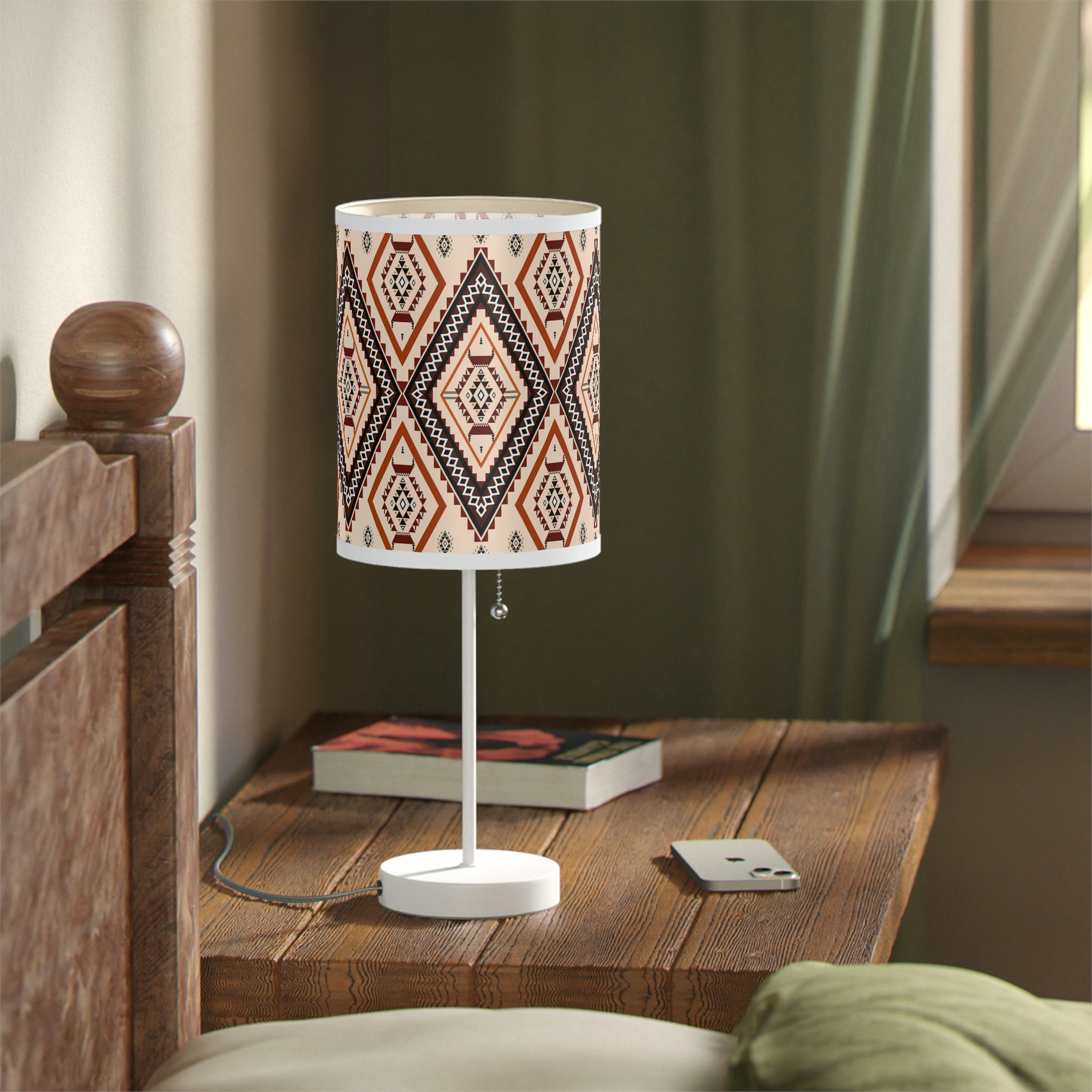 Southwestern Style Table Lamp for Bedroom & Living Room - Adjustable Reading Light with US/CA Plug - Perfect for Nightstands, Sofa Side Tables and Home Office Desks