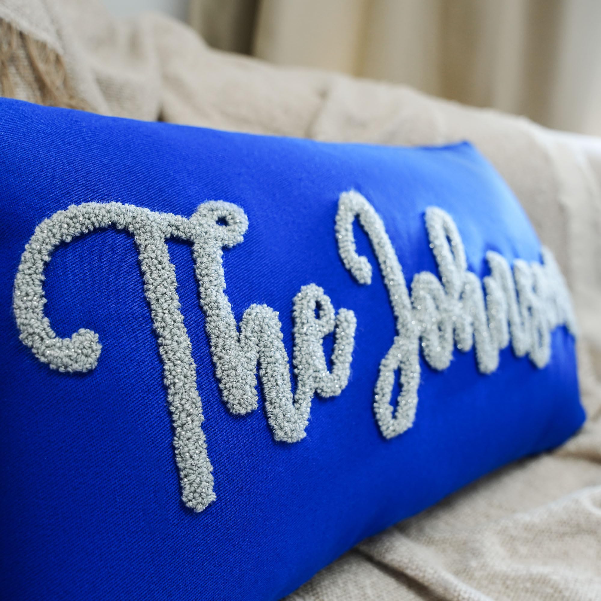 Personalized Family Name Embroidered Pillow - Custom Housewarming & Wedding Gift - Handmade Punch Needle Home Decor for Bedroom, Living Room & Nursery - Cozy Throw Pillow for Sofa, Couch and Home Decor