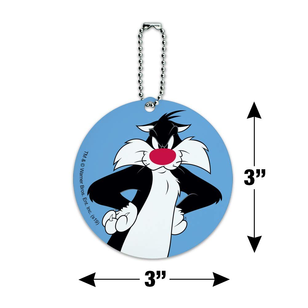 Looney Tunes Sylvester Round Luggage ID Tag - Durable Suitcase Name Tag for Carry-On Bags - Perfect for Travel Identification & Lost Baggage Prevention