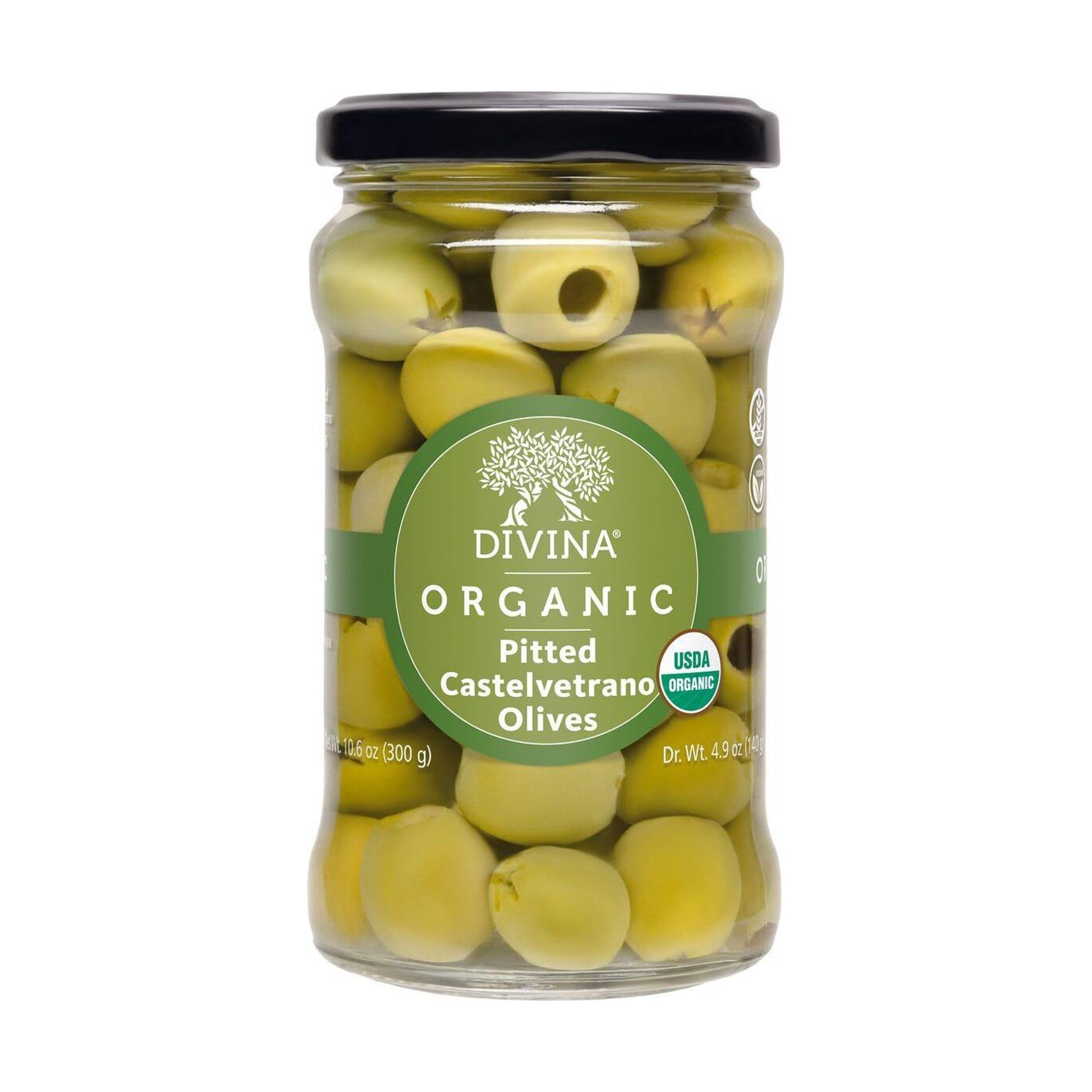 Organic Castelvetrano Pitted Olives by DIVINA | 10.6 oz Jar | Premium Italian Green Olives | Perfect for Salads, Charcuterie Boards & Mediterranean Recipes