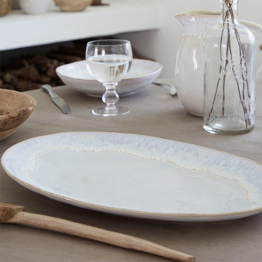 Costa Nova Brisa Oval Platter - Premium Salt Serving Dish for Entertaining & Dining - Perfect for Cheese, Charcuterie & Appetizers