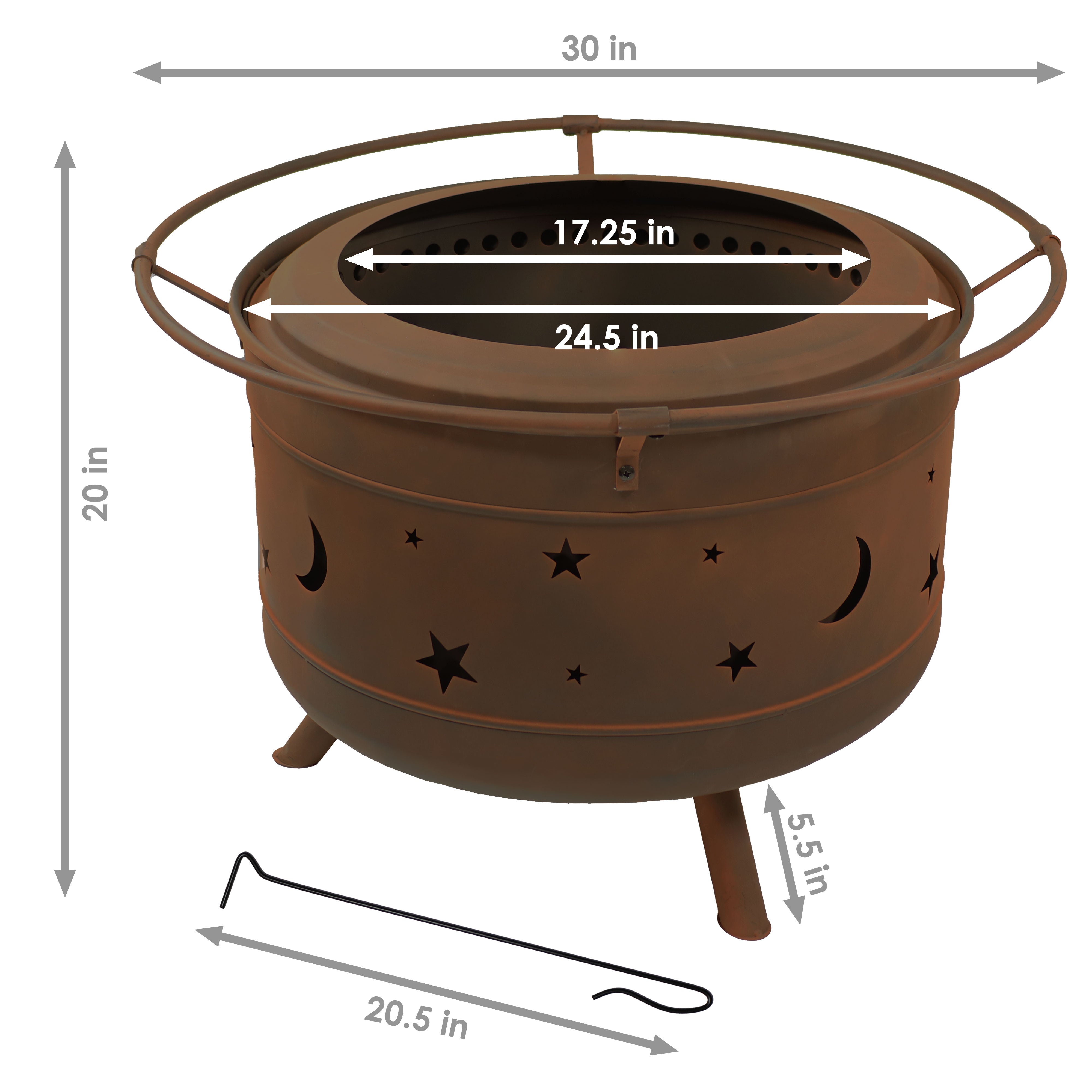 Sunnydaze Cosmic 30-Inch Outdoor Smokeless Fire Pit - Patio, Backyard, Camping & Garden Fireplace for Year-Round Entertainment