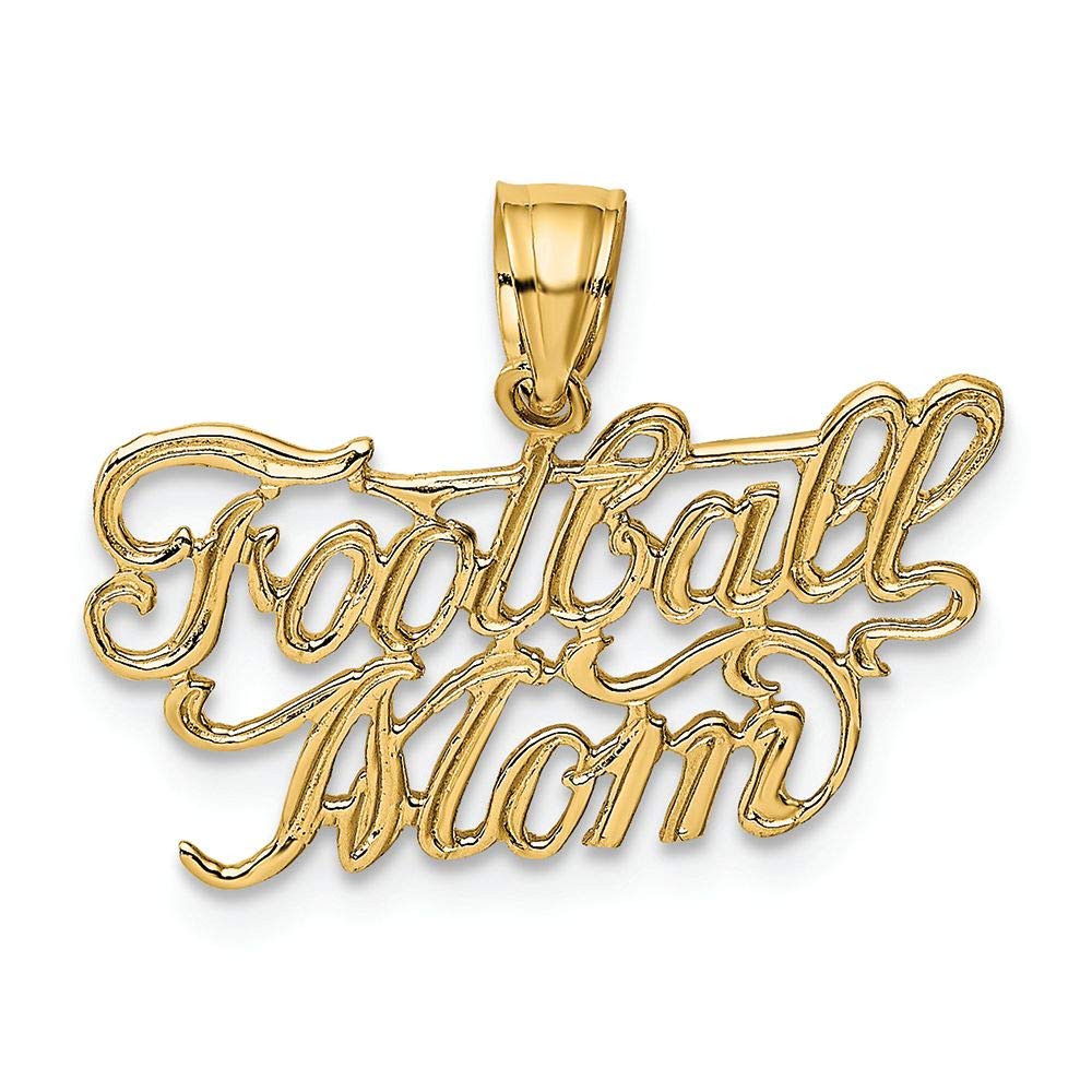 14K Yellow Gold Football Mom Charm Pendant - FJC Finejewelers - Perfect Gift for Sports Moms, Game Day Jewelry & Football Season Accessories
