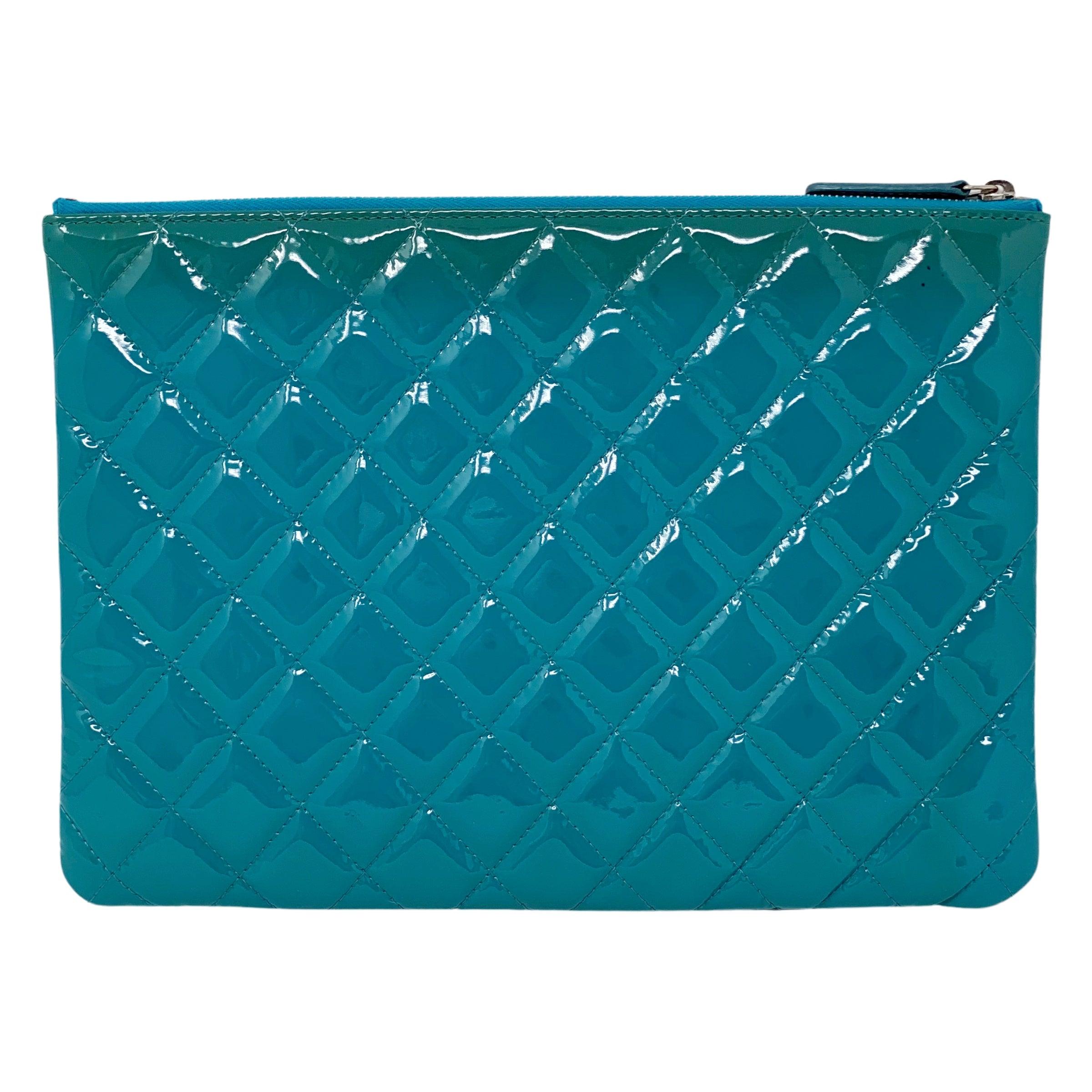 Chanel Small Turquoise O Case Pouch - Luxury Leather Wallet for Women - Perfect for Everyday Use & Travel Accessories