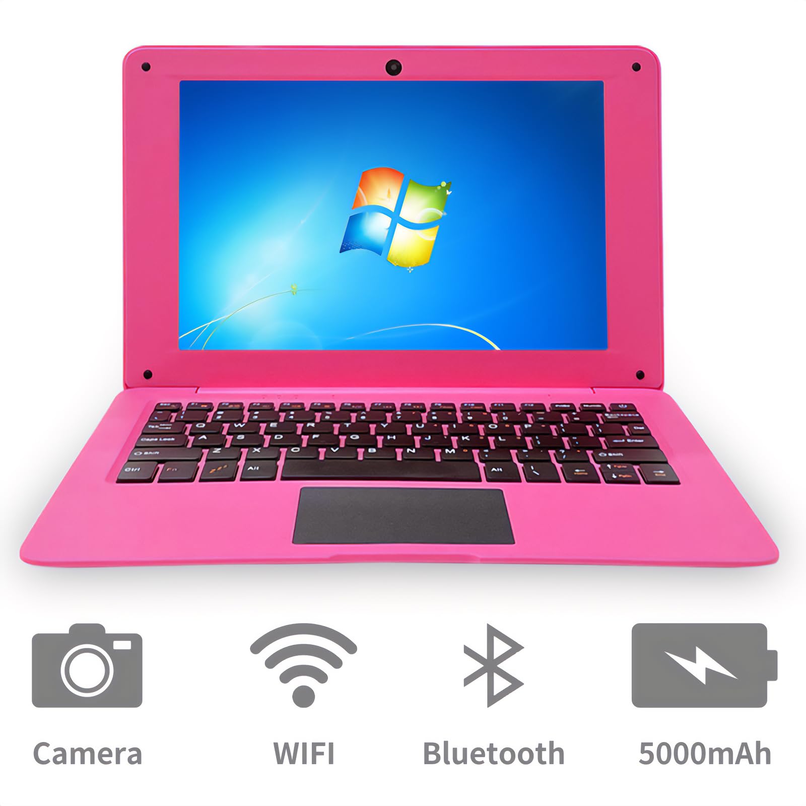 10.1 Inch Windows 10 Laptop - Intel Quad Core Processor, 4GB RAM, 64GB eMMC Storage | Lightweight Mini Netbook with Sleeve, Wireless Mouse & Headphones (Pink) | Perfect for Students, Office Work & Travel Computing