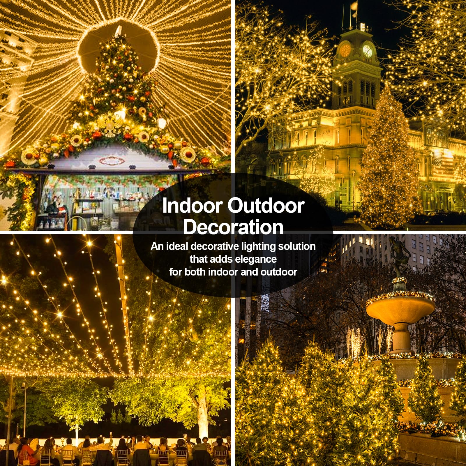 1000 LED Christmas Lights Outdoor Waterproof String Lights - 394FT/120M, 8 Modes with Timer, Warm White Fairy Lights for Xmas Tree, Yard, Patio, Wedding, Party Decor | Indoor & Outdoor Holiday Decorations