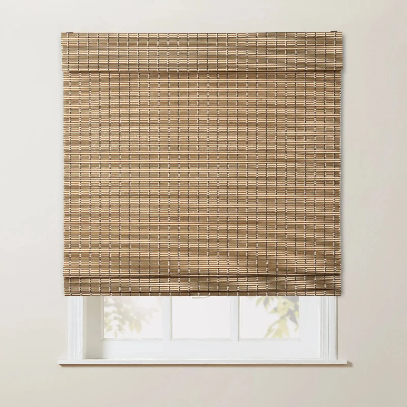 Stylish Sybil Bamboo Roman Shade in Dark Khaki - Natural Window Treatment for Living Room & Bedroom
