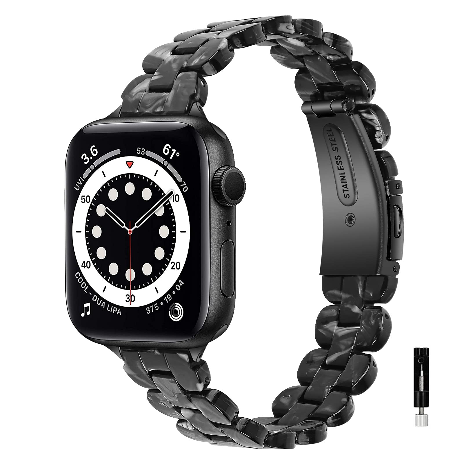 WIGERLON Resin Apple Watch Band Compatible with 38mm 40mm 41mm 42mm 44mm 45mm - Slim Durable Watch Strap for iWatch SE Series 7/6/5/4/3/2/1 - Perfect for Women's Fashion, Workout & Everyday Wear