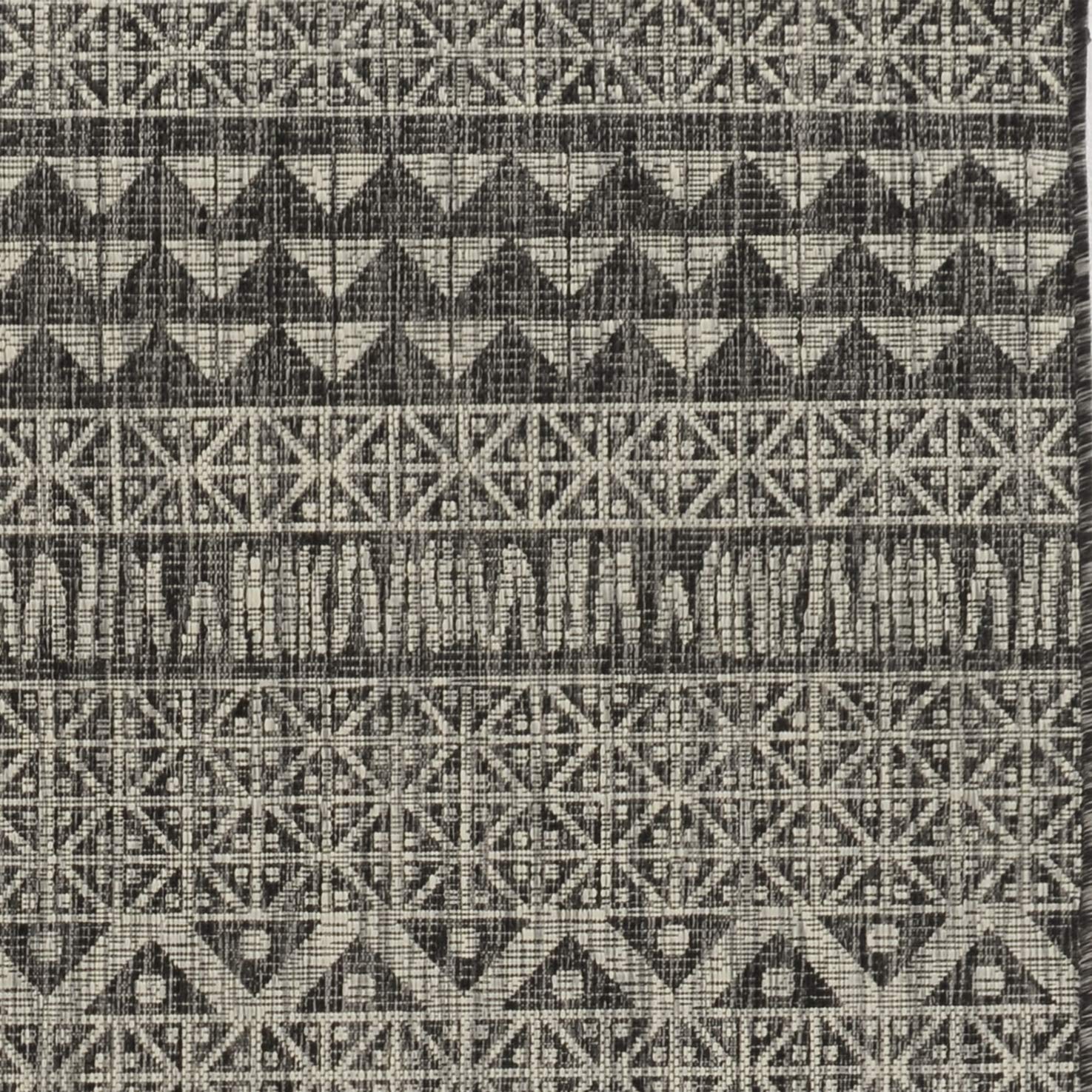 Ivette Modern Tribal 7'10 Round Indoor/Outdoor Area Rug in Charcoal - Perfect for Living Room, Patio, or Bedroom Decor
