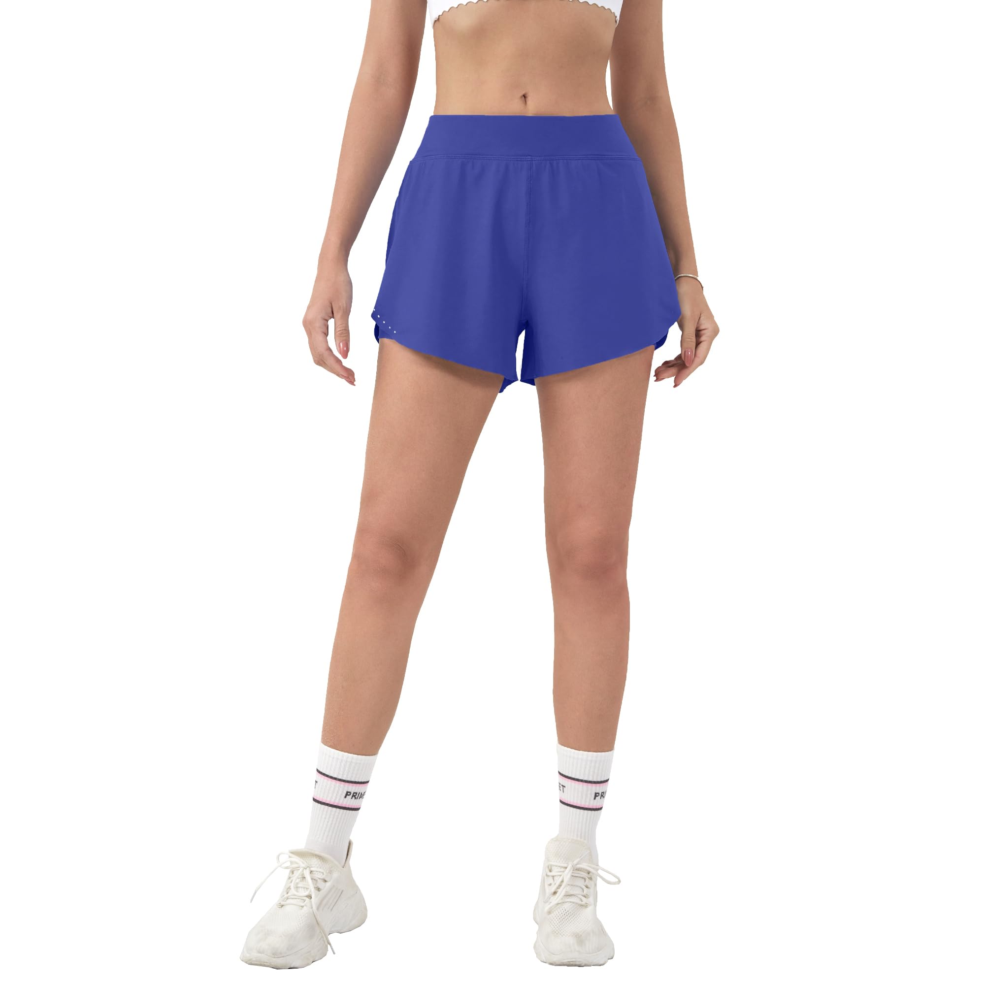 Aurefin Women's 2-in-1 High Waist Running Shorts - Lightweight Athletic Yoga Gym Shorts with Flowy Design for Workout & Lounge Wear | Perfect for Jogging, Yoga, Gym & Casual Outfits
