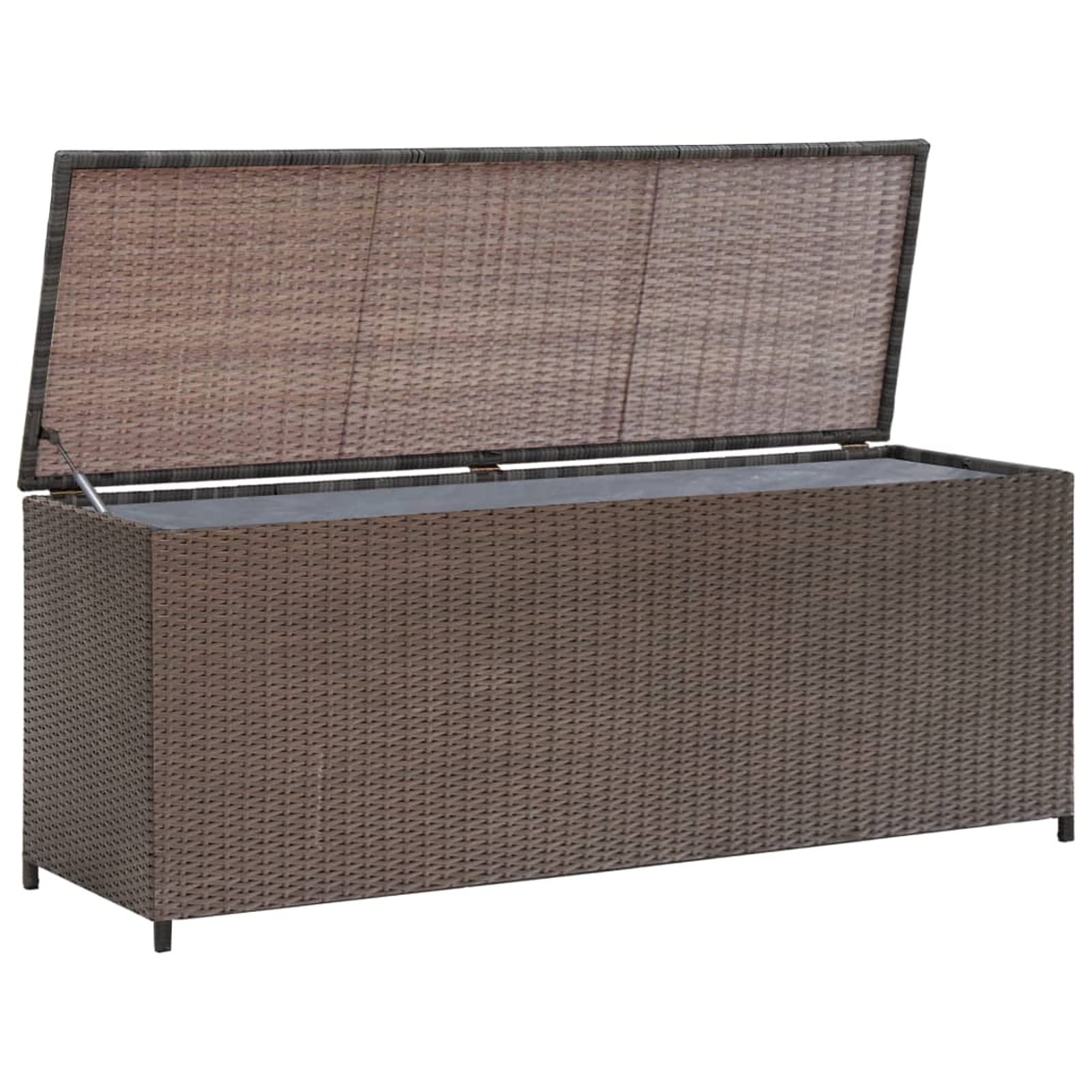 Waterproof Outdoor Deck Storage Box - 120x50x60cm Poly Rattan Garden Patio Furniture for Cushions, Toys & Pool Accessories | Weather-Resistant Brown Deck Box for Backyard, Balcony & Poolside Organization