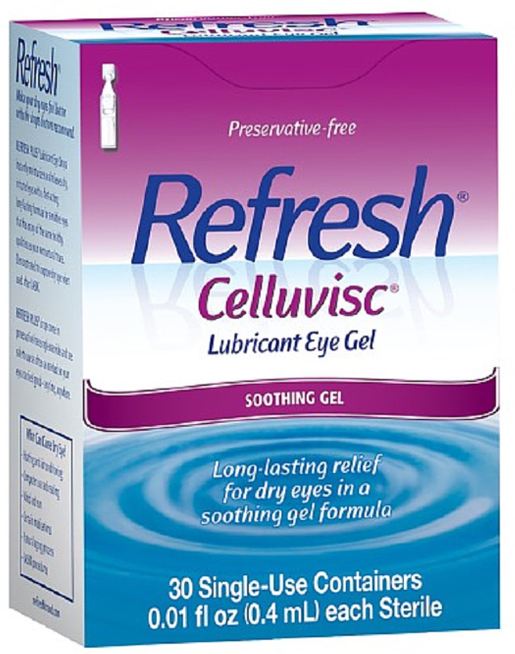 Refresh Celluvisc Lubricant Eye Gel - 30 Single-Use Containers (Pack of 8) | Dry Eye Relief for Contacts Wearers & Computer Users | Day & Night Moisturizing Eye Care