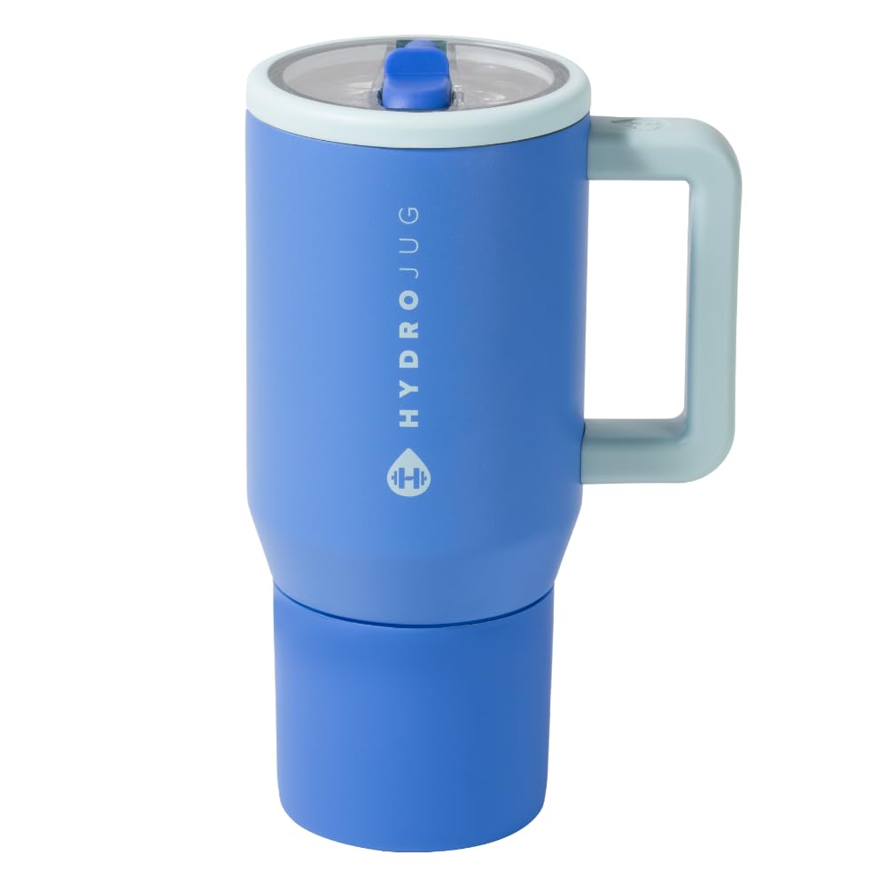 HydroJug Traveler - 20 oz Insulated Stainless Steel Water Bottle with Handle & Flip Straw - Leak Proof Tumbler with Rubber Base - Fits in Cup Holders - Reusable Travel Mug for Men & Women - Perfect for Gym, Hiking, Office & Outdoor Adventures