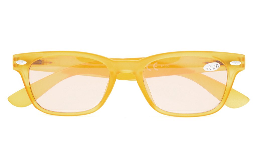 Eyekepper Computer Glasses with Blue Light Blocking & Anti-Glare Tinted Lenses - Matte Yellow Frame +4.00 Strength for Digital Eye Strain Relief | Perfect for Gaming, Office Work & Screen Time