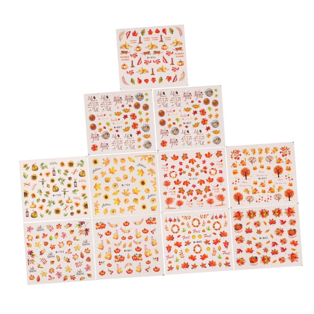 Lurrose 10pcs Removable Nail Art Stickers - Fashion Nail Decals for Women, Autumn Pumpkin Design, DIY Nail Decorations | Perfect for Halloween, Fall Parties, and Seasonal Nail Art