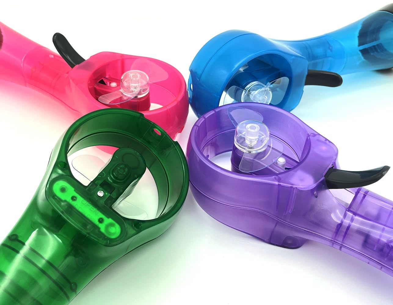 Portable Handheld Water Misting Fan - Battery Operated Cooling Fan for Outdoor, Patio, Camping & Travel - 3 Pack (Green, Purple, Sky Blue) - Perfect for Backyard BBQ, Beach Days & Summer Activities
