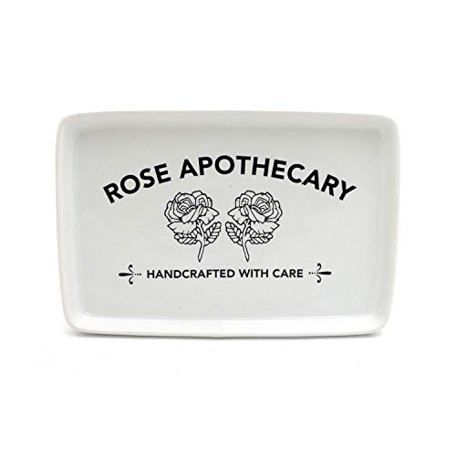 Rose Apothecary Ceramic Soap Dish by Lorrie Veasey - Handmade Lennymud Bathroom Organizer for Spa, Vanity & Shower Decor