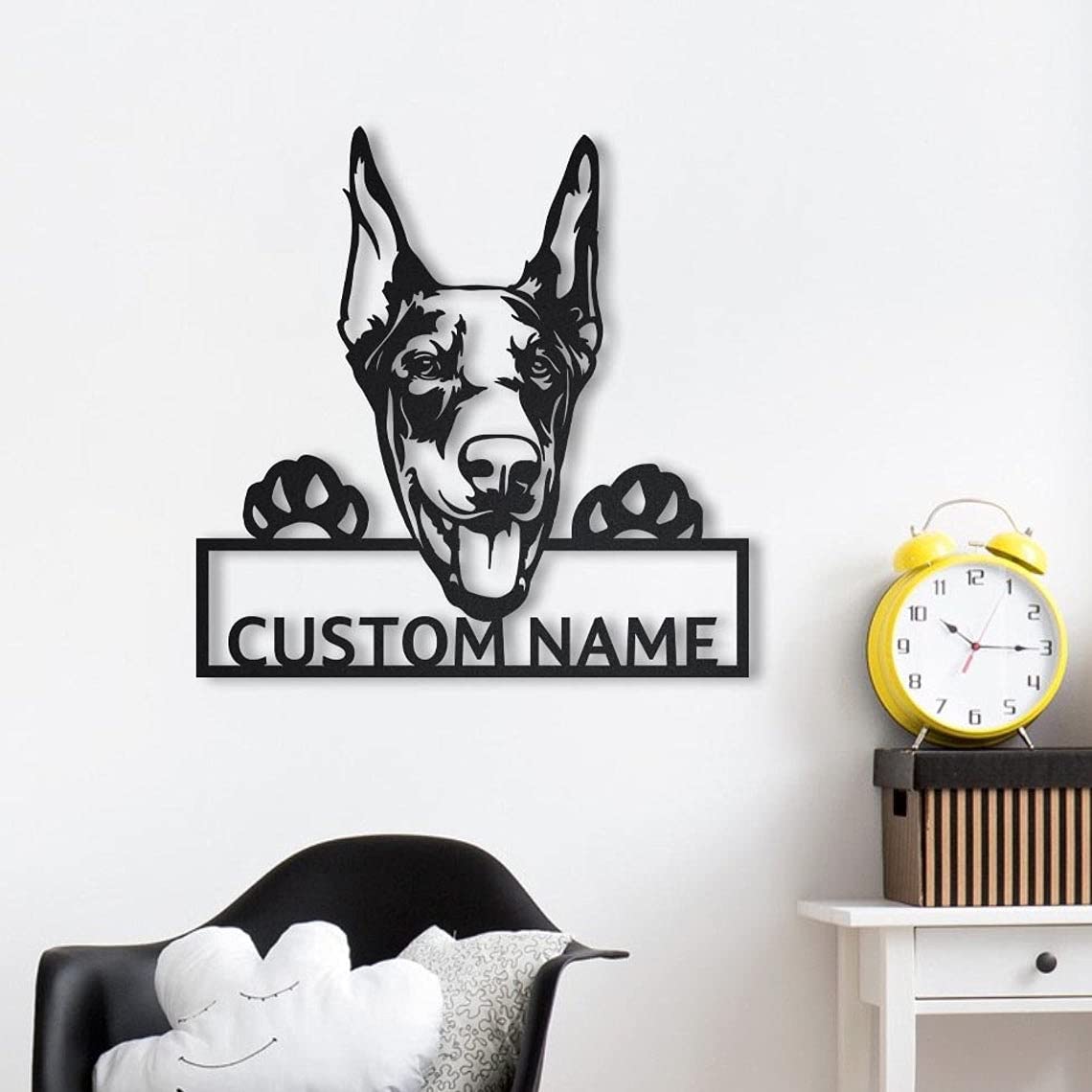 Custom Personalized Doberman Dog Metal Sign Art - Unique Doberman Pet Gift for Dog Lovers - Funny Animal Wall Decor for Home, Office & Kennel
