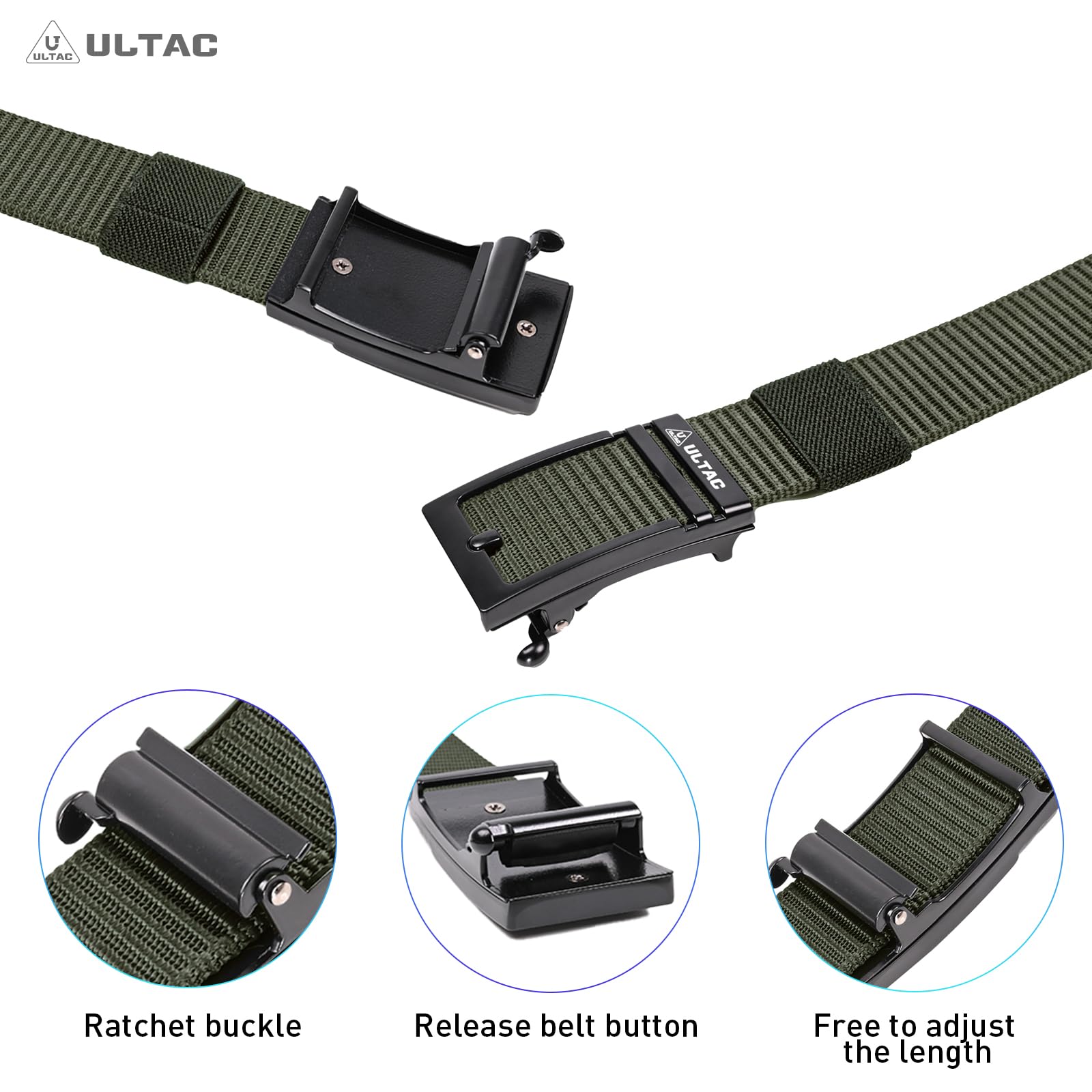 Best Concealed Carry Belt for Men - Ratchet Tactical Gun Belt with Automatic Slide Buckle | Durable Nylon EDC CCW Work Belt for Everyday Carry & Outdoor Activities