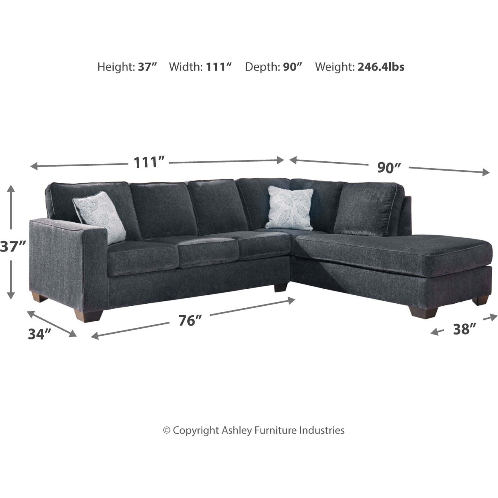 Altari 2-Piece Sectional Sofa with Chaise Lounge - Modern L-Shaped Living Room Furniture for Small Spaces & Apartments