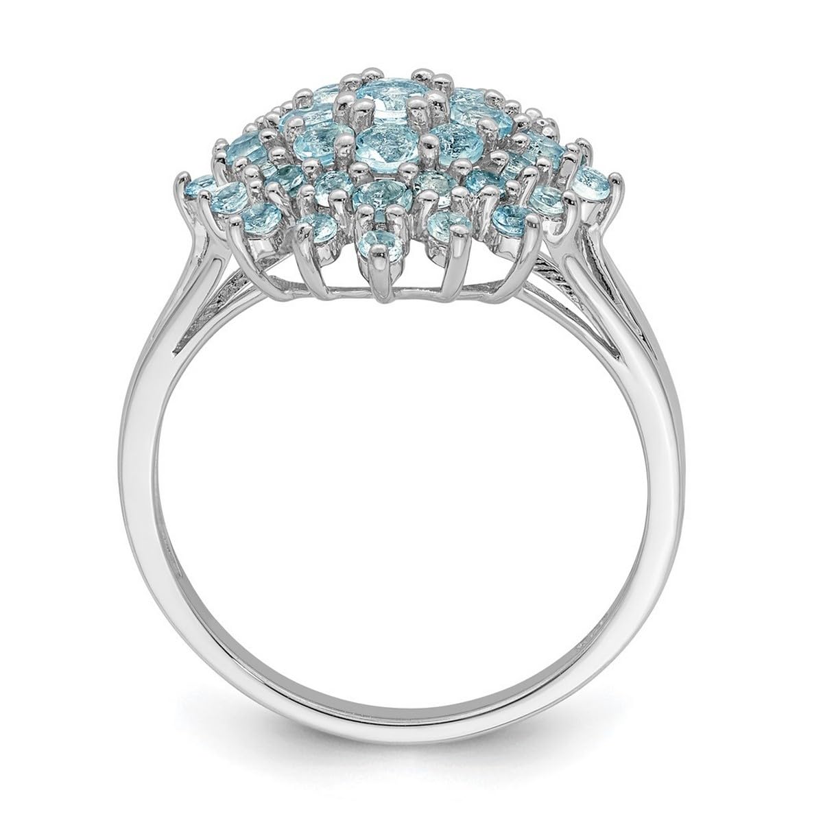 925 Sterling Silver Polished Aquamarine Ring for Women - 2mm Wide Band, March Birthstone Jewelry, Elegant Gift for Anniversary, Engagement, Wedding or Everyday Wear