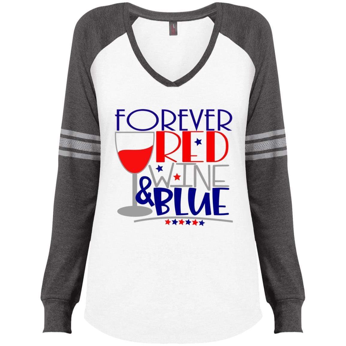 WineyBitches.Co Women's Long Sleeve V-Neck Gaming T-Shirt - Comfortable & Stylish for Casual Wear, Parties & Game Nights