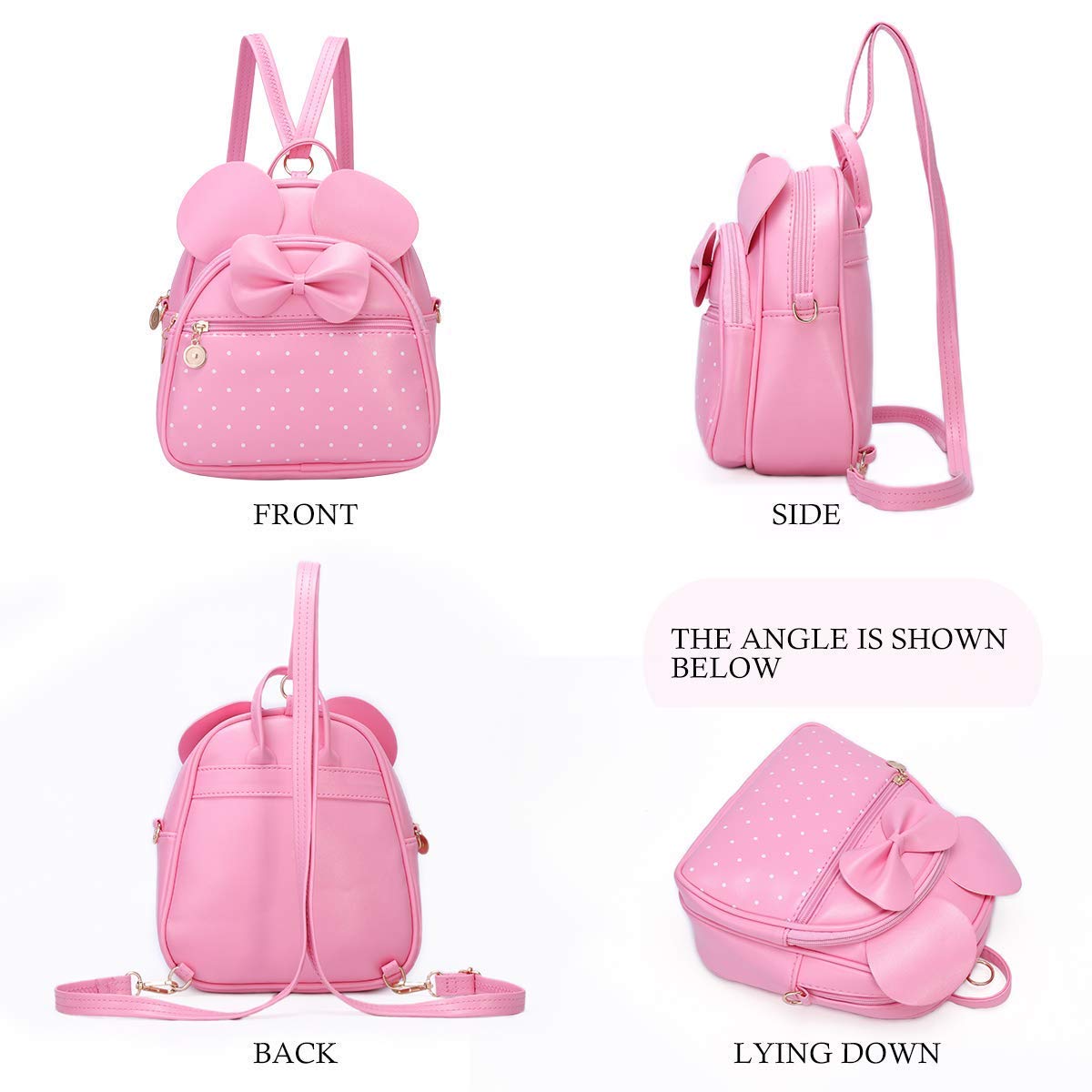 Stylish Pink PU Leather Backpack for Women & College Students - Perfect for School, Travel, and Everyday Use