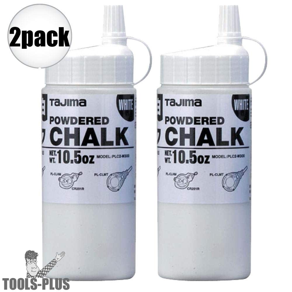 2 Pack Tajima PLC2-W300 Ultra-Fine Powdered Snap-Line Chalk - White, 10.5 oz (300g) - Perfect for Construction, Masonry & DIY Marking Projects