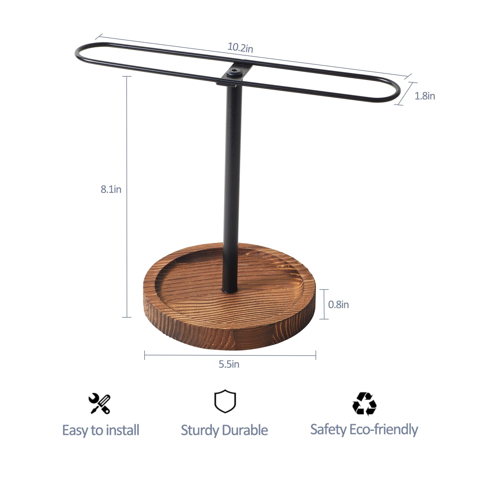 Wooden & Metal Sunglasses Organizer Stand - Multi-Glasses Holder for Men & Women - Eyeglass Storage Rack for Dresser, Desk, Nightstand - Perfect for Bedroom, Office & Travel Accessories Organization