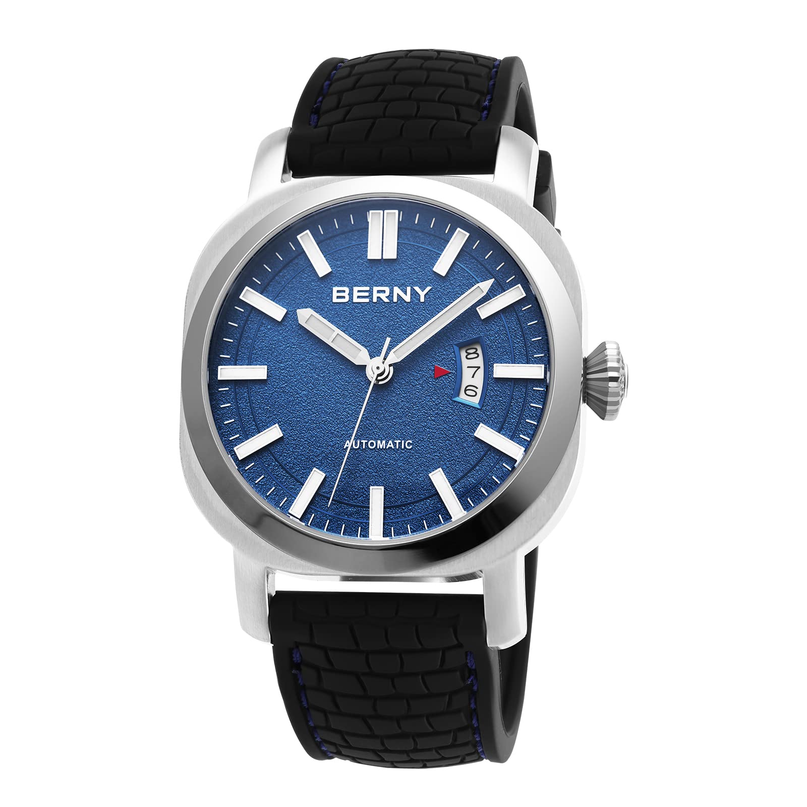 BERNY Men's Japanese Automatic Self-Winding Mechanical Watch - 10ATM Waterproof, Sapphire Crystal Scratch Resistant, Super Luminous with Date Display (No Battery Needed) - Perfect for Business, Casual Wear & Outdoor Activities