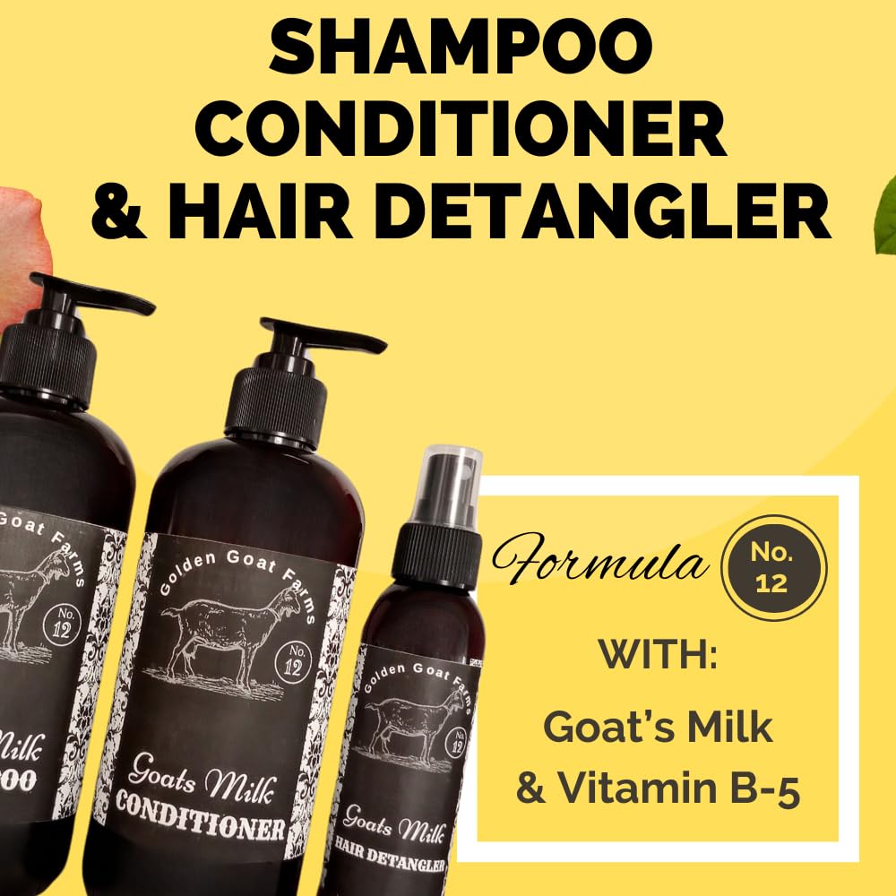 Golden Goat Farms Goat Milk Shampoo & Conditioner Set - Warm Apple Crisp Scented Hair Detangler (16 Oz) for Dry, Damaged Hair - Perfect for Fall & Winter Hair Care Routine