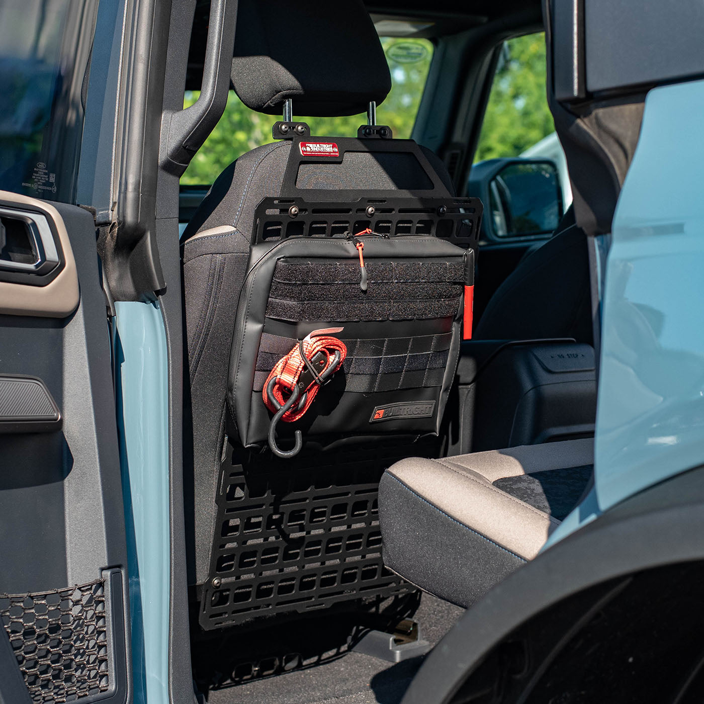 2021-2024 Ford Bronco Builtright Industries Seat Back Tech Plate MOLLE Panel Kit - Heavy Duty Storage Organizer for Off-Road Gear & Tactical Equipment