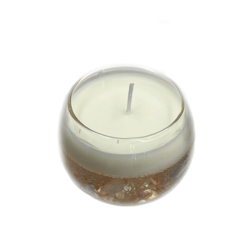 Round Glass Scented Candle with Dry Leaves - Aromatherapy Home Decor for Relaxation & Romantic Ambiance