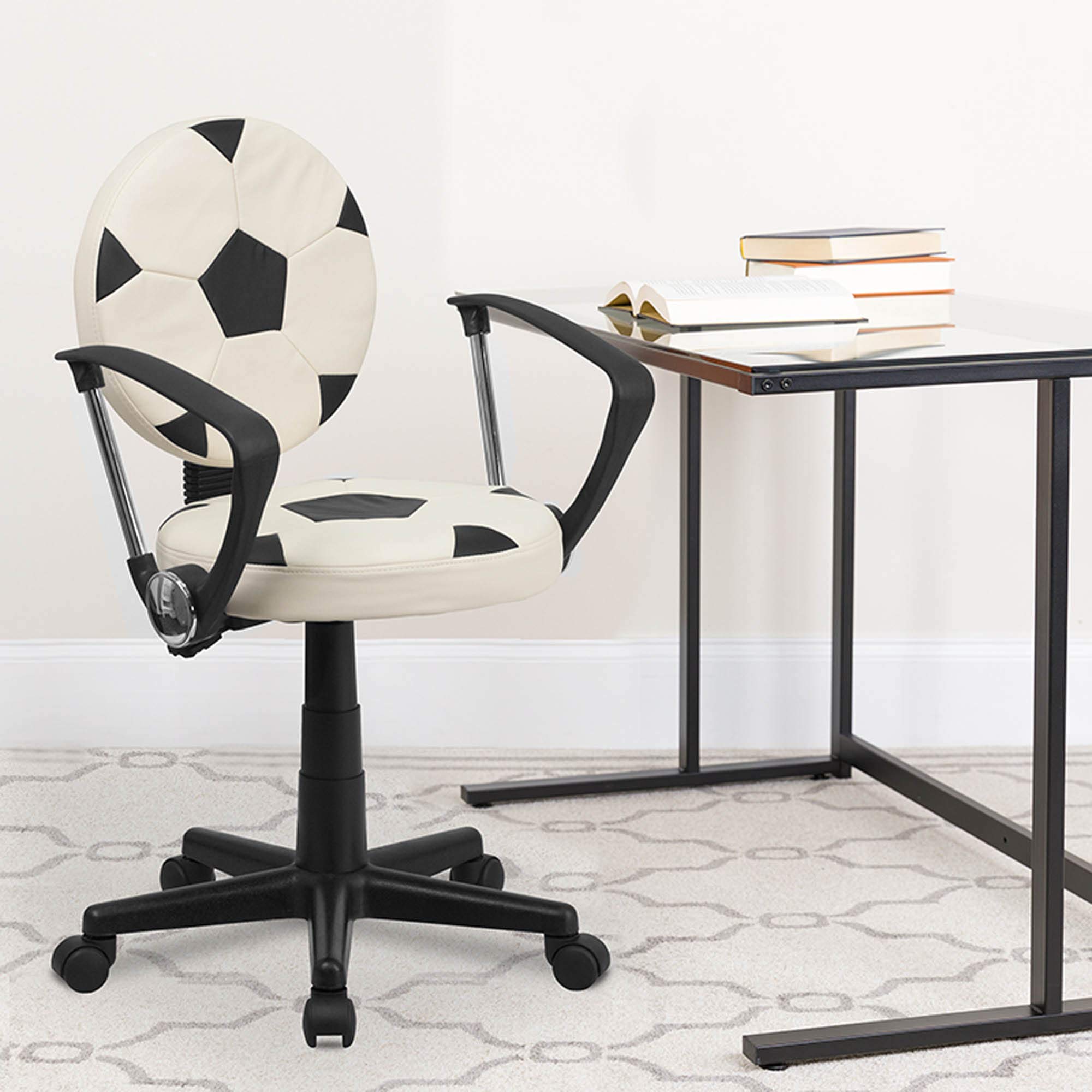Flash Furniture Billy Soccer Swivel Task Office Chair with Arms - Ergonomic Desk Chair for Home & Office - Perfect for Gaming, Studying & Remote Work