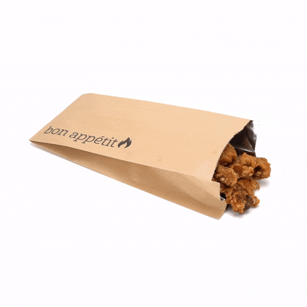 Eco-Friendly Kraft Paper Foil Bags with Bon Appetit Print - 1/2 Gallon Size (6.5