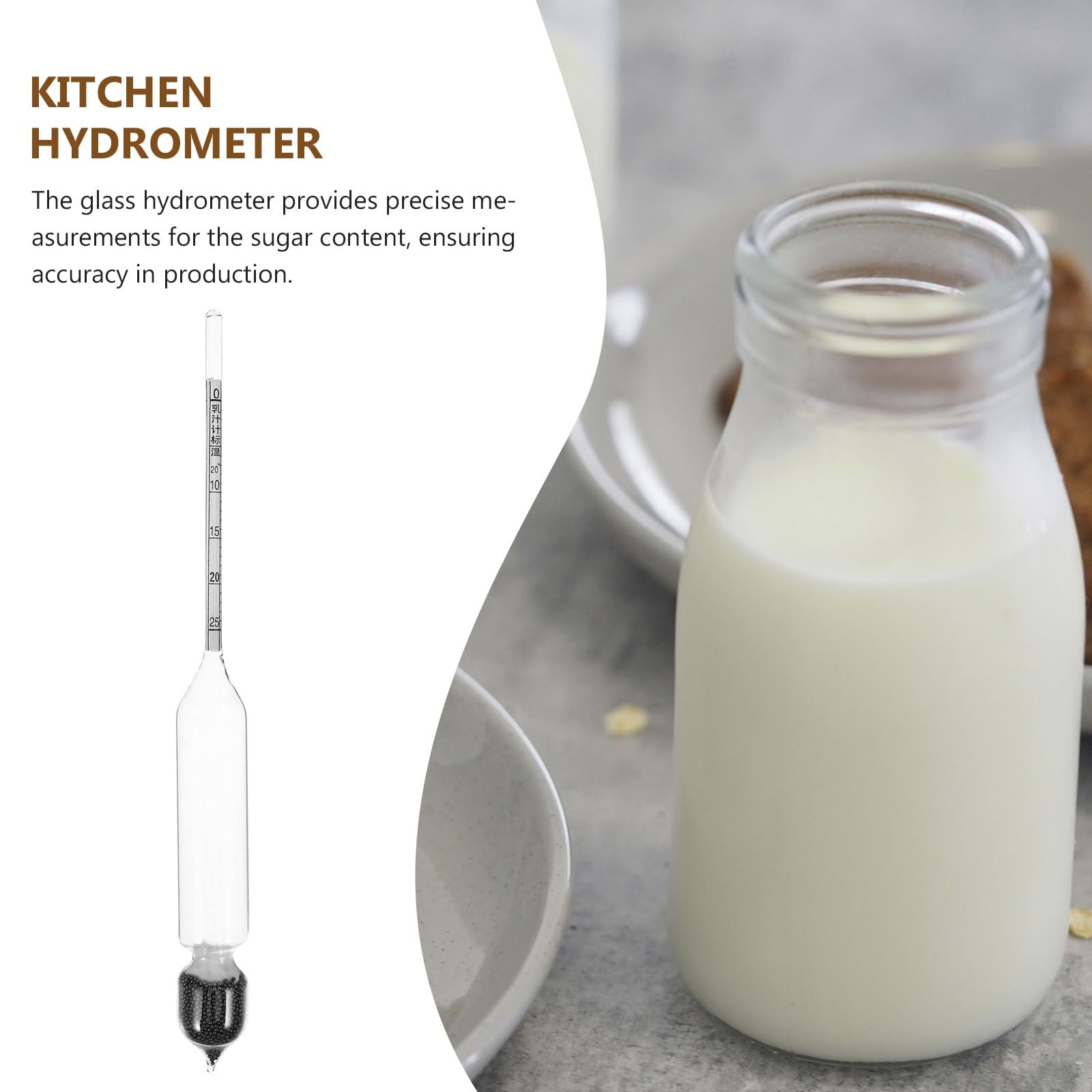 Amosfun Professional Lactometer for Milk Density Testing - Accurate Dairy Hydrometer for Milk, Whey & Cream - Essential Kitchen Tool for Cheesemaking, Dairy Farms & Home Brewing
