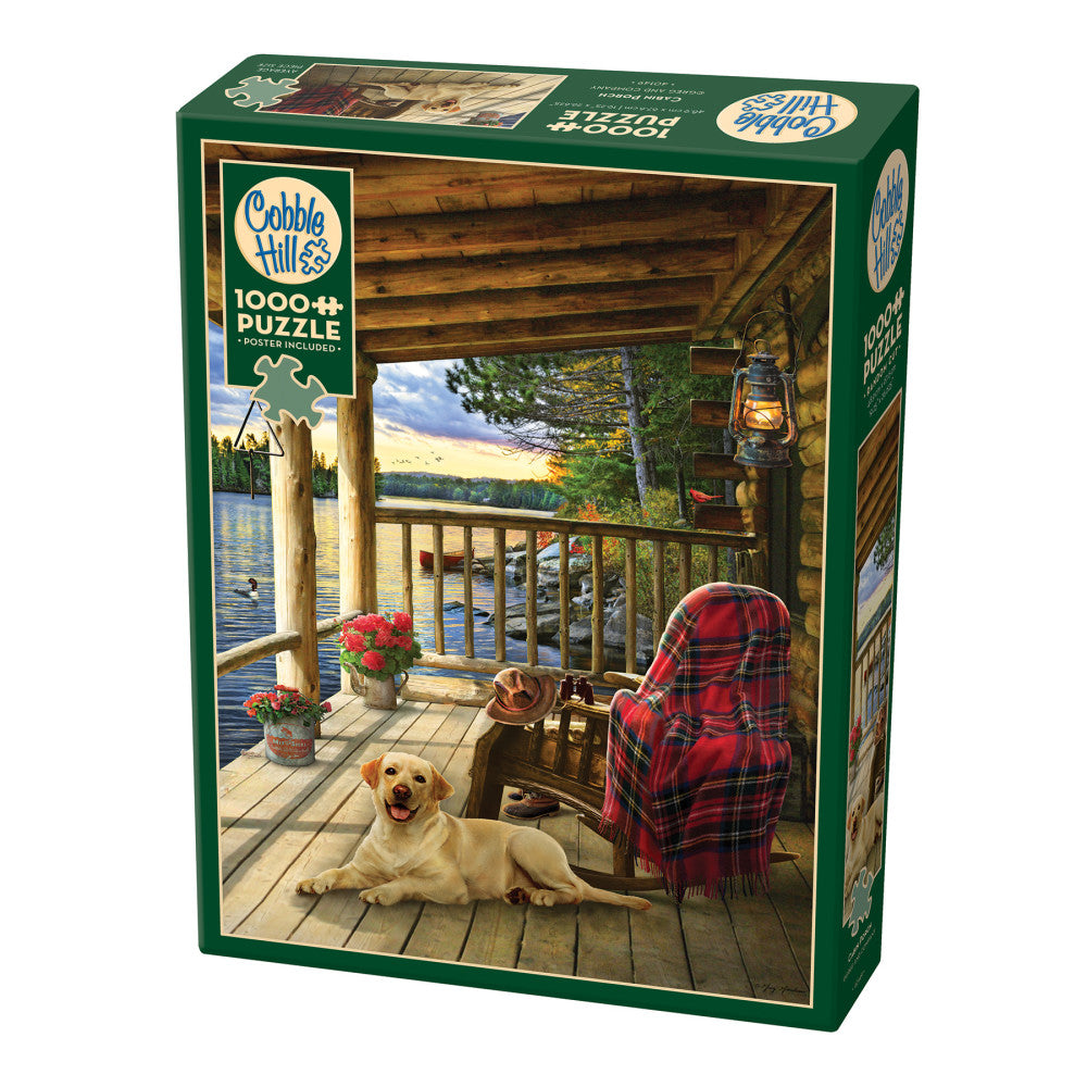 Cobble Hill 1000 Piece Jigsaw Puzzle - Cabin Porch with Reference Poster | Challenging Adult Puzzle for Relaxation & Family Game Night