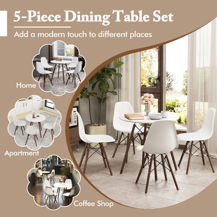 Costway 5-Piece Solid Wood Dining Table Set with Ergonomic Chairs | Modern Kitchen & Dining Room Furniture for Family Meals & Entertaining
