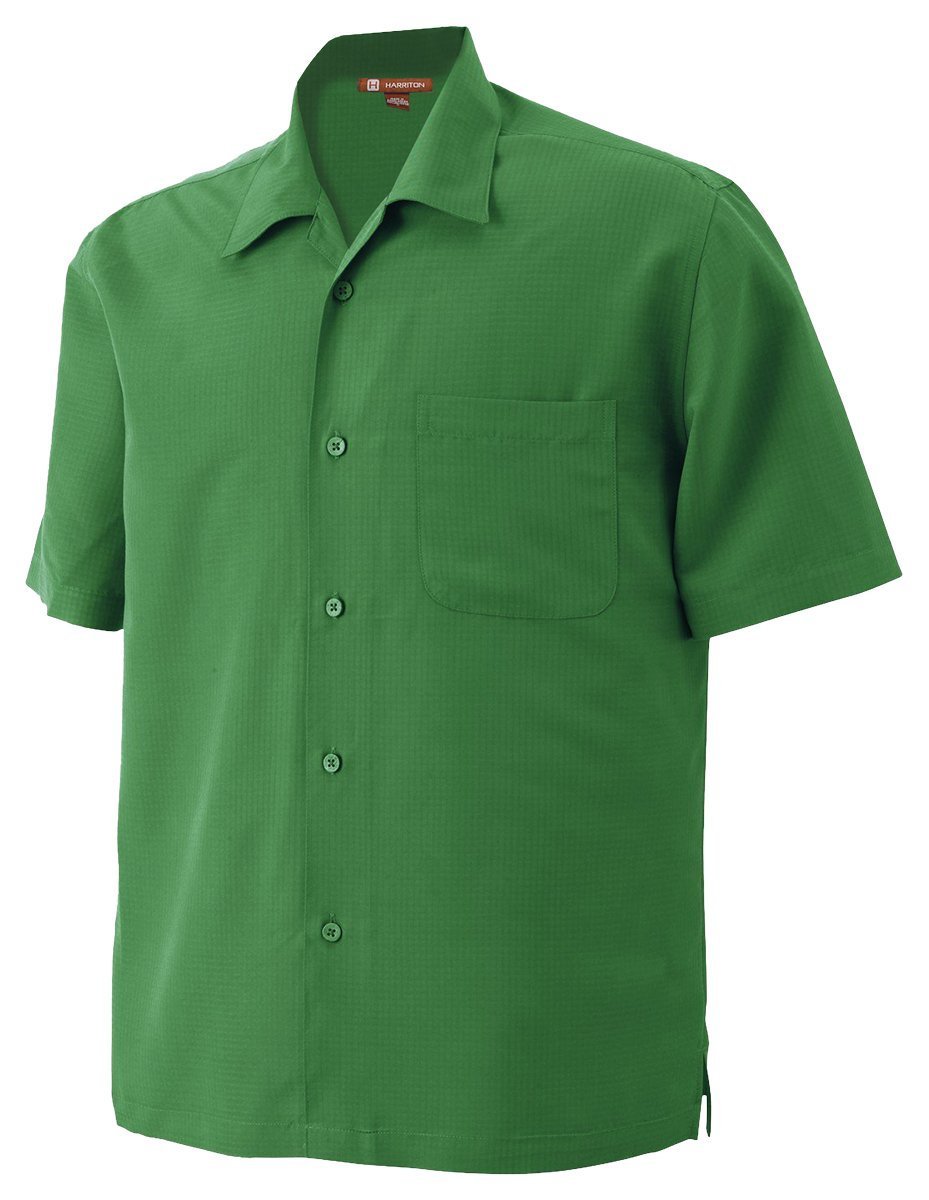 Men's Barbados Textured Camp Shirt - Breathable Casual Button-Up Shirt in Palm Green, X-Large (Pack of 5) | Perfect for Beach Vacations, Summer Outings & Tropical Getaways