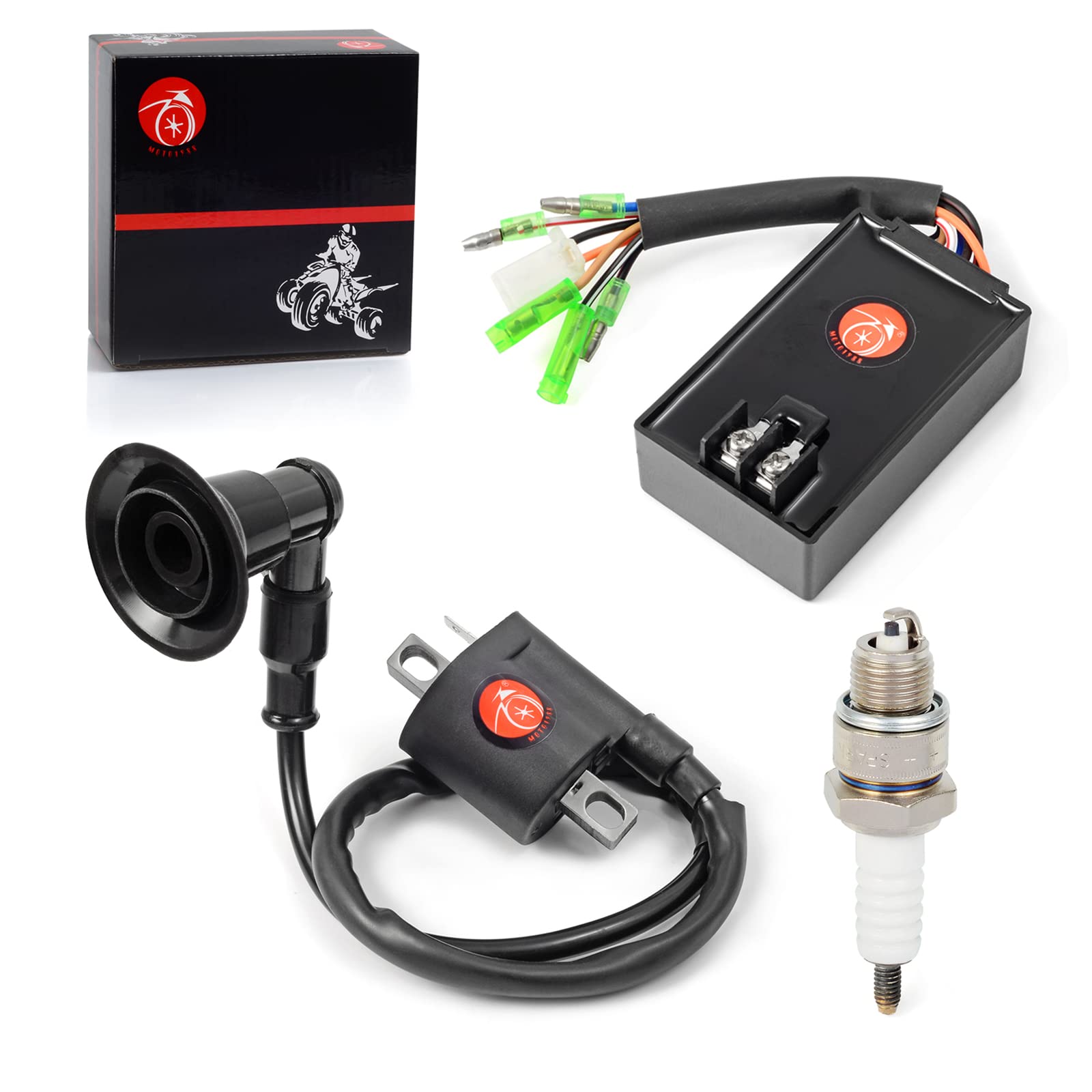 Polaris Sportsman 90 Predator 90 CDI Box & Ignition Coil Spark Plug Kit (2003-2006) - Compatible with Part #0451018 - Perfect for ATV Engine Performance & Off-Road Adventure Upgrades